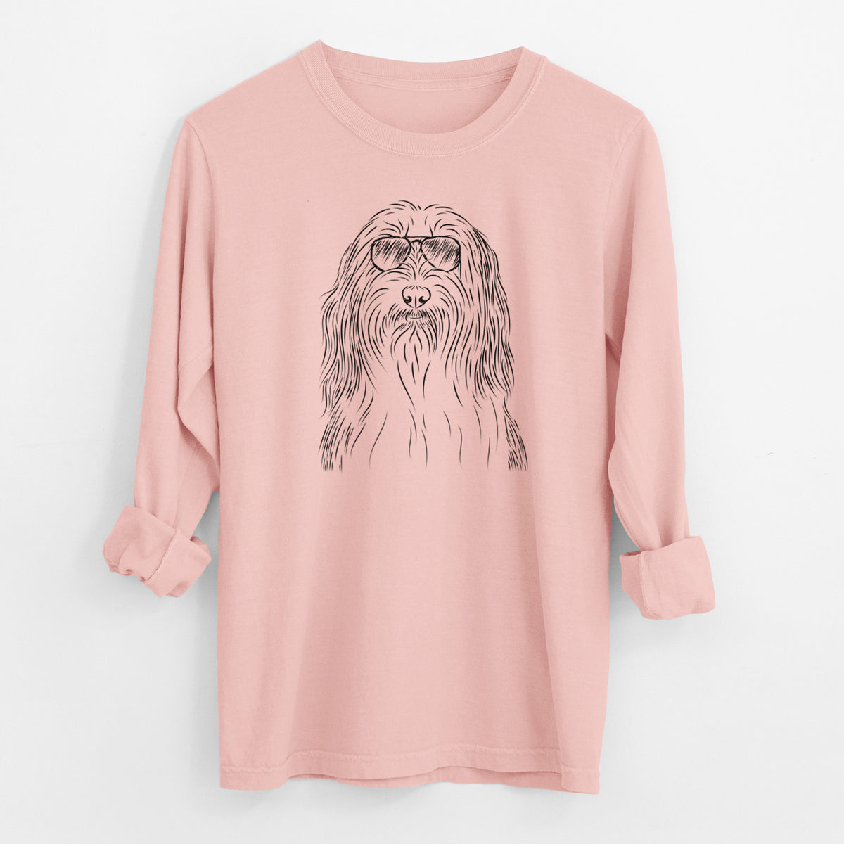 Aviator Murray the Bearded Collie - Men's Heavyweight 100% Cotton Long Sleeve