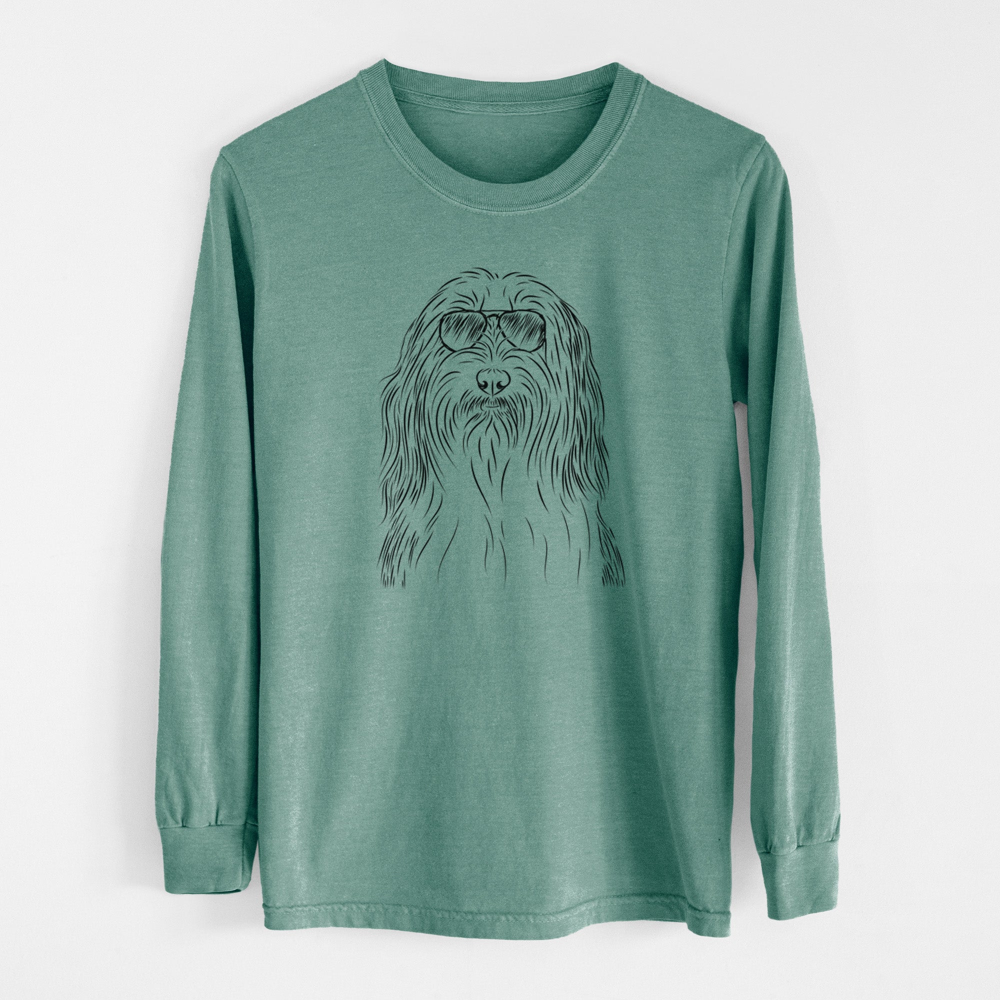 Aviator Murray the Bearded Collie - Men's Heavyweight 100% Cotton Long Sleeve