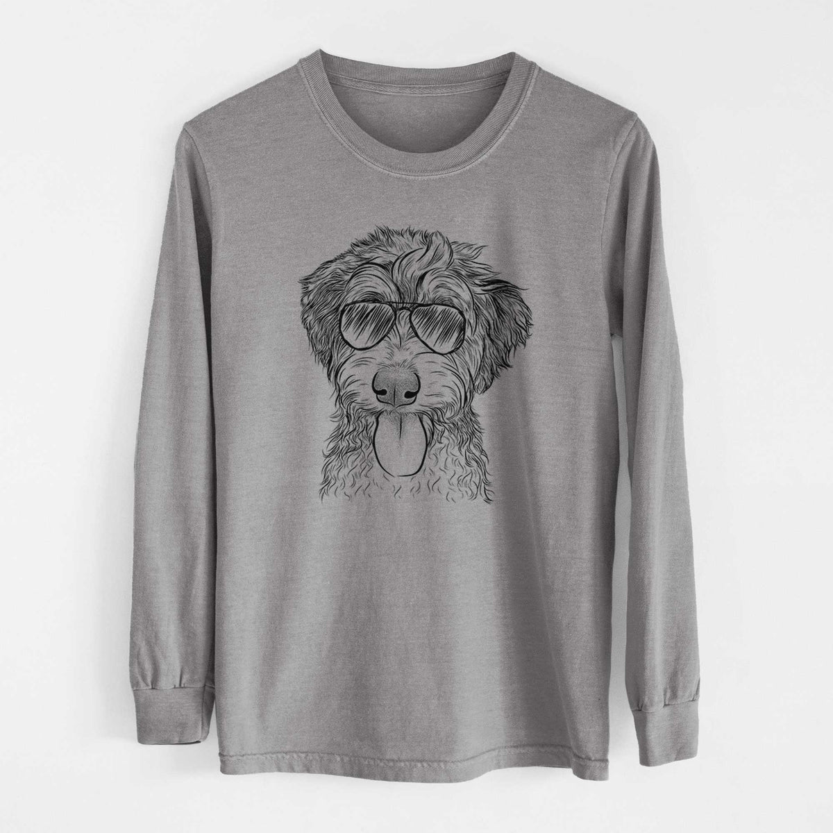 Aviator Myrtle Mae the Aussiedoodle - Men's Heavyweight 100% Cotton Long Sleeve