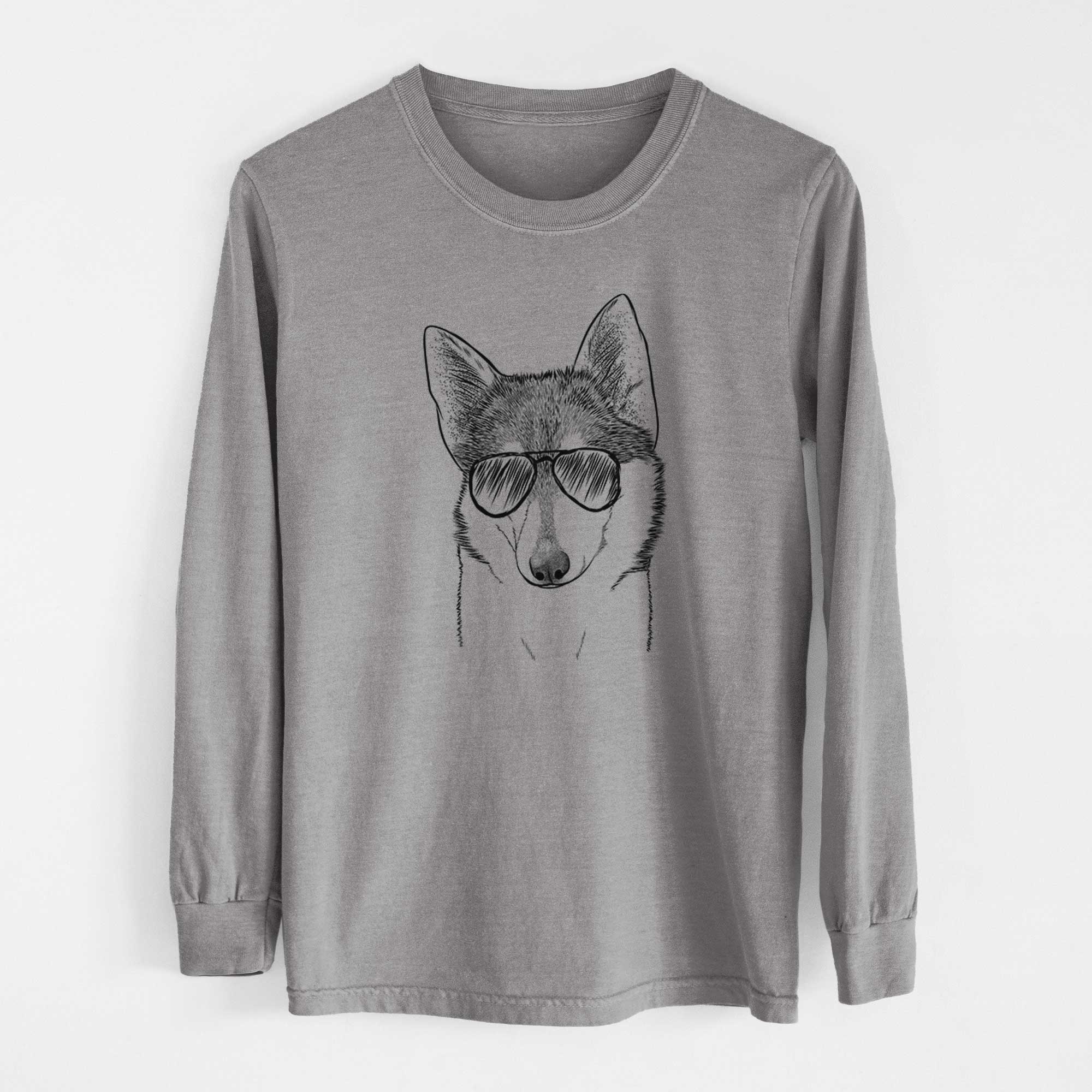 Aviator Nami the Alaskan Klee Kai - Men's Heavyweight 100% Cotton Long Sleeve