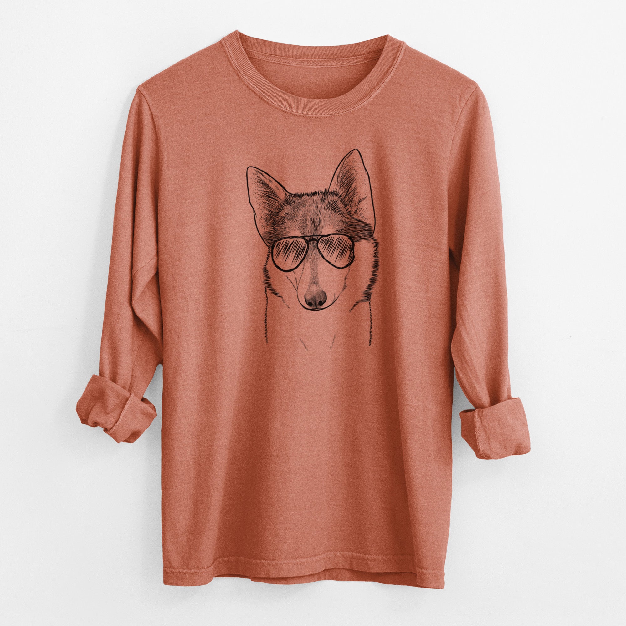 Aviator Nami the Alaskan Klee Kai - Men's Heavyweight 100% Cotton Long Sleeve