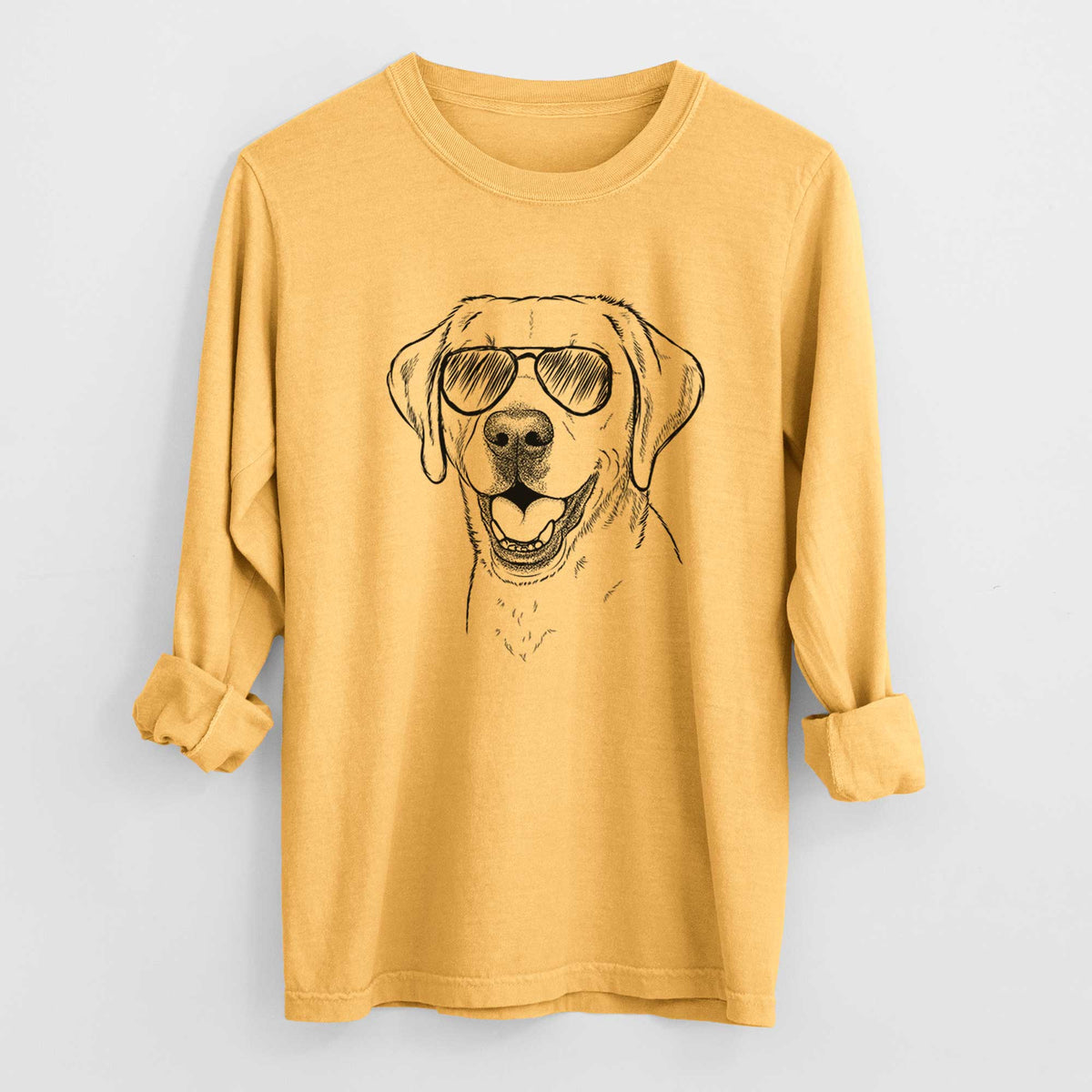 Aviator Nate the Labrador Retriever - Men's Heavyweight 100% Cotton Long Sleeve