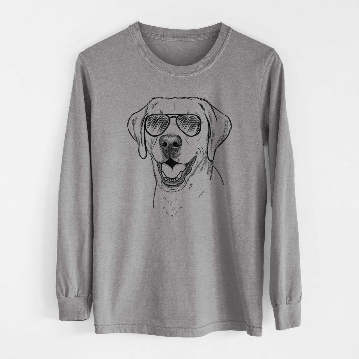 Aviator Nate the Labrador Retriever - Men's Heavyweight 100% Cotton Long Sleeve