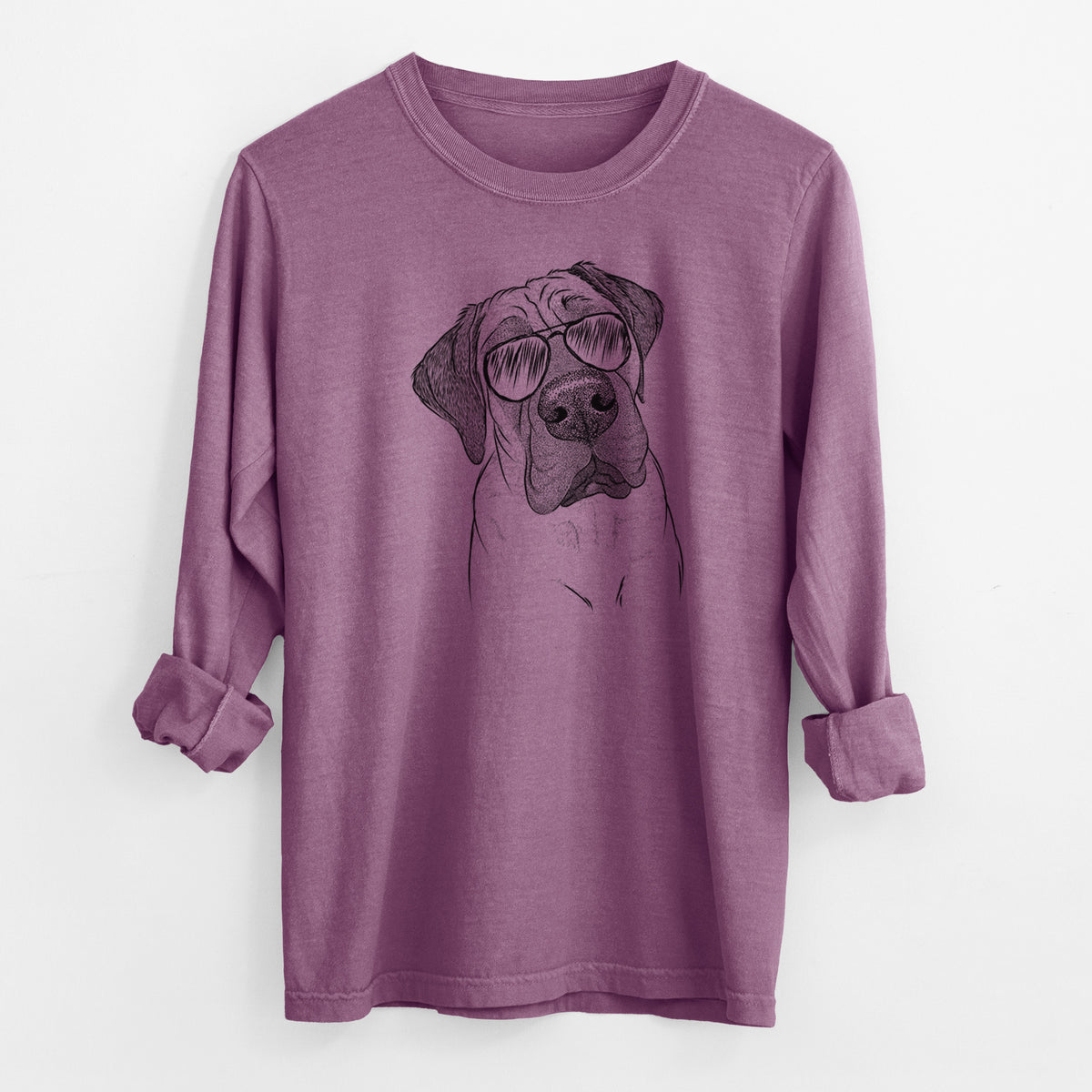 Aviator Nutterbutter the English Mastiff - Men's Heavyweight 100% Cotton Long Sleeve