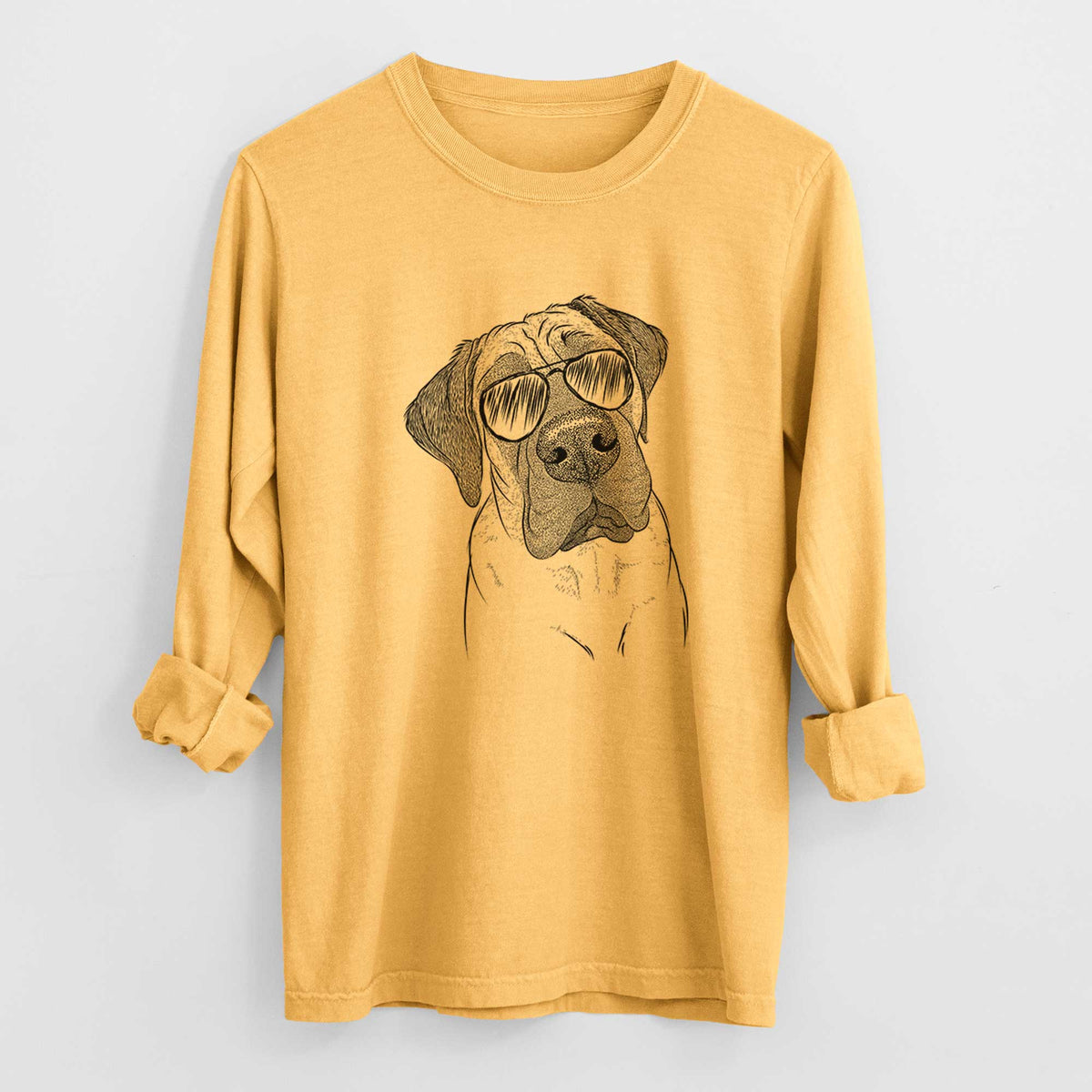 Aviator Nutterbutter the English Mastiff - Men's Heavyweight 100% Cotton Long Sleeve