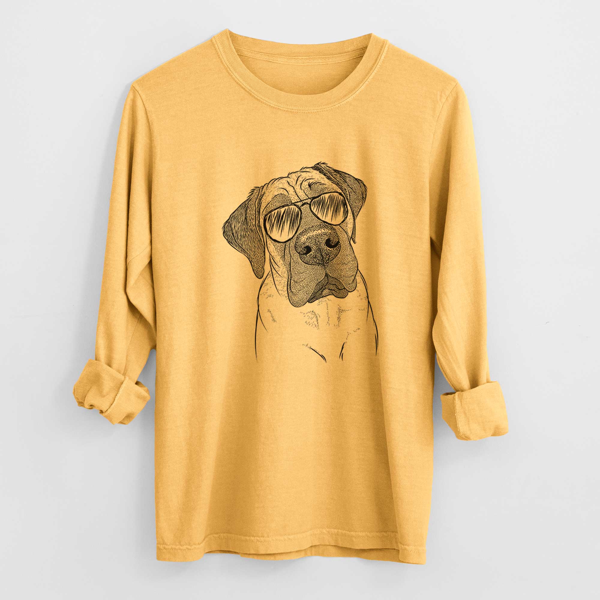 Aviator Nutterbutter the English Mastiff - Men's Heavyweight 100% Cotton Long Sleeve