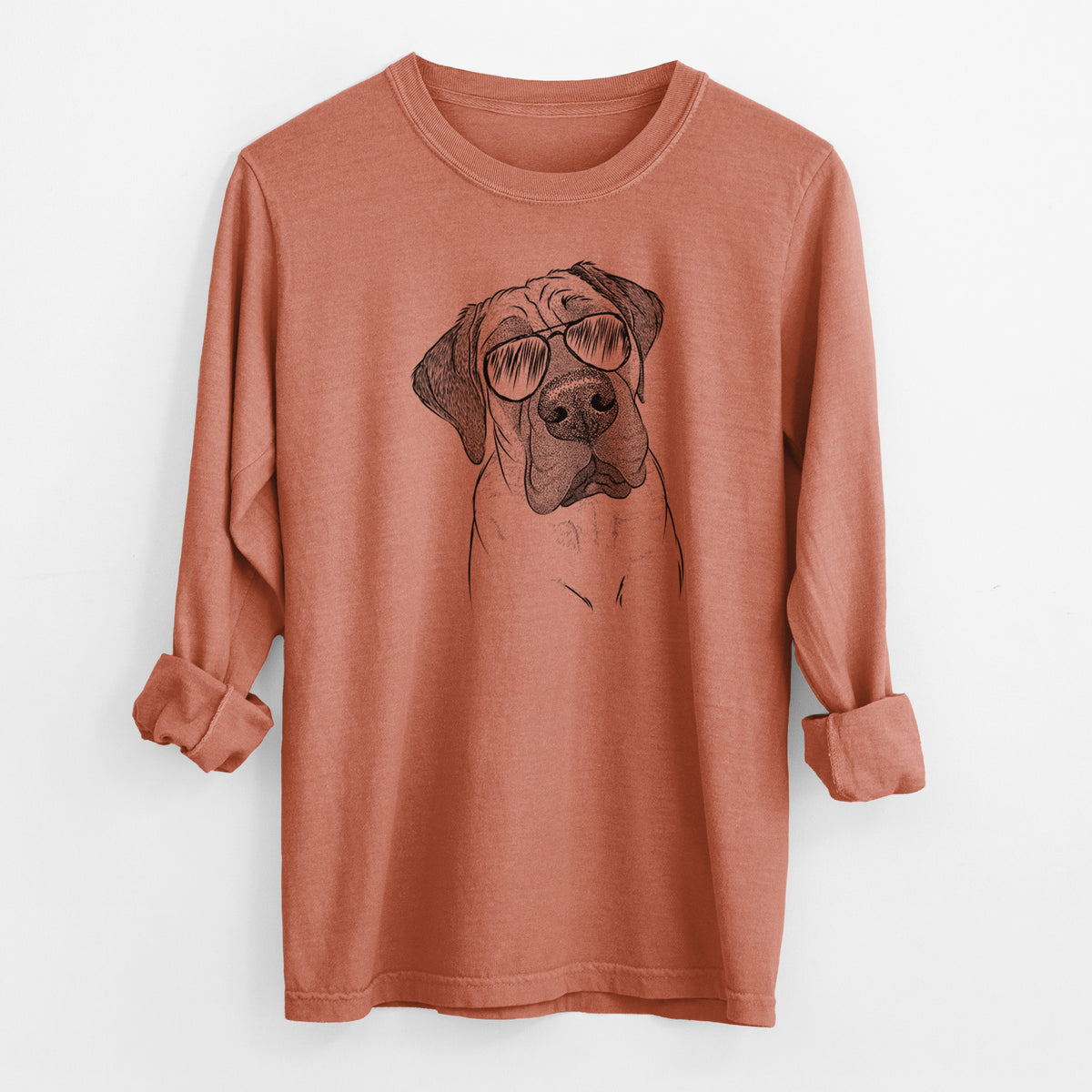 Aviator Nutterbutter the English Mastiff - Men's Heavyweight 100% Cotton Long Sleeve
