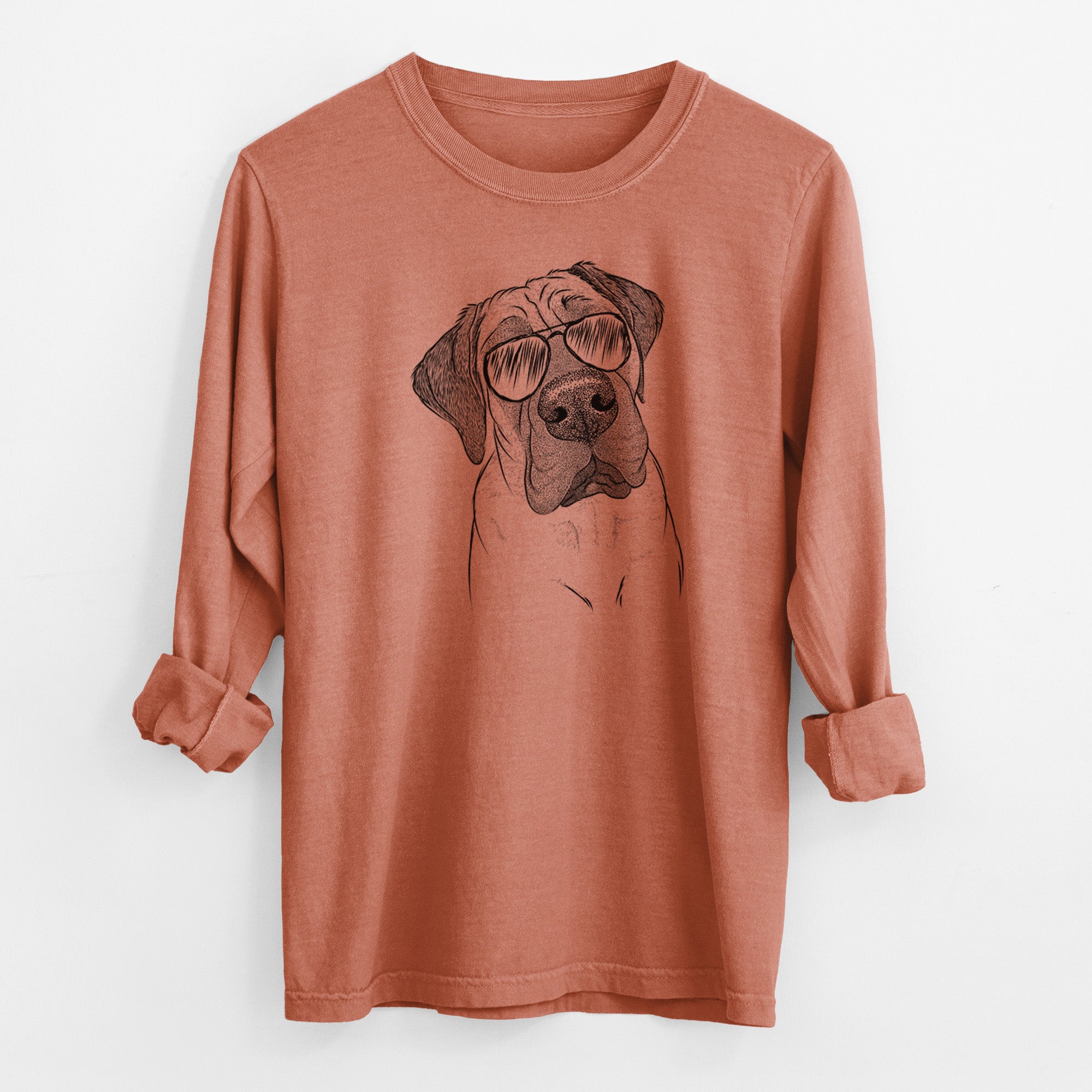 Aviator Nutterbutter the English Mastiff - Men's Heavyweight 100% Cotton Long Sleeve