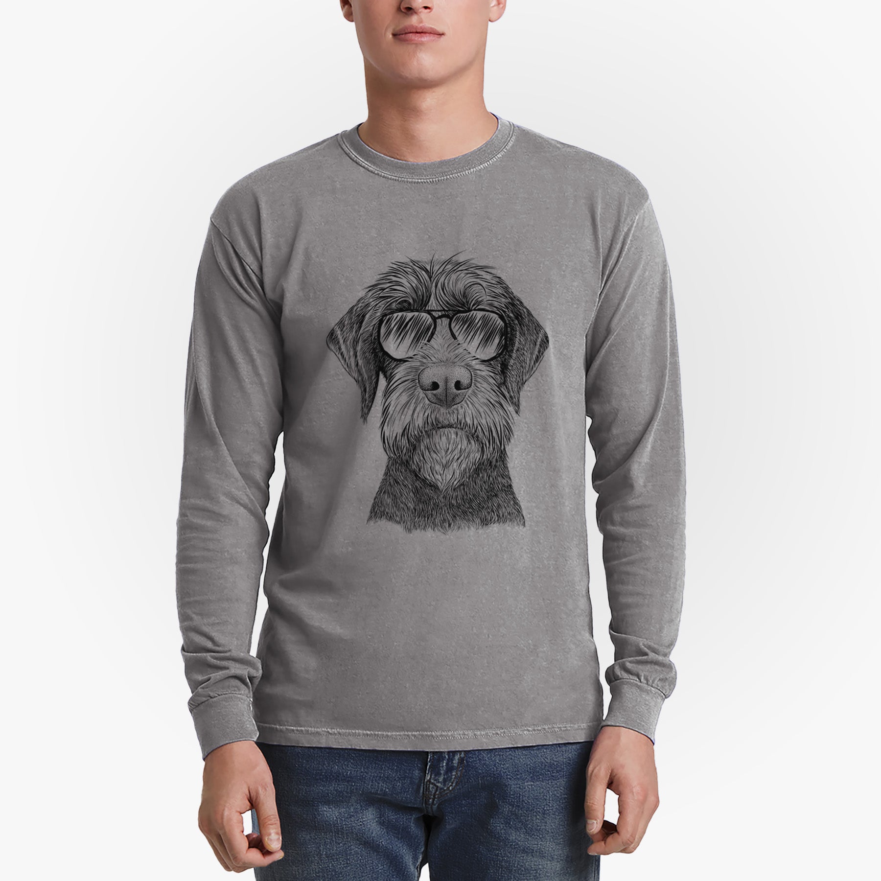 Aviator Oakley the Pudelpointer - Men's Heavyweight 100% Cotton Long Sleeve