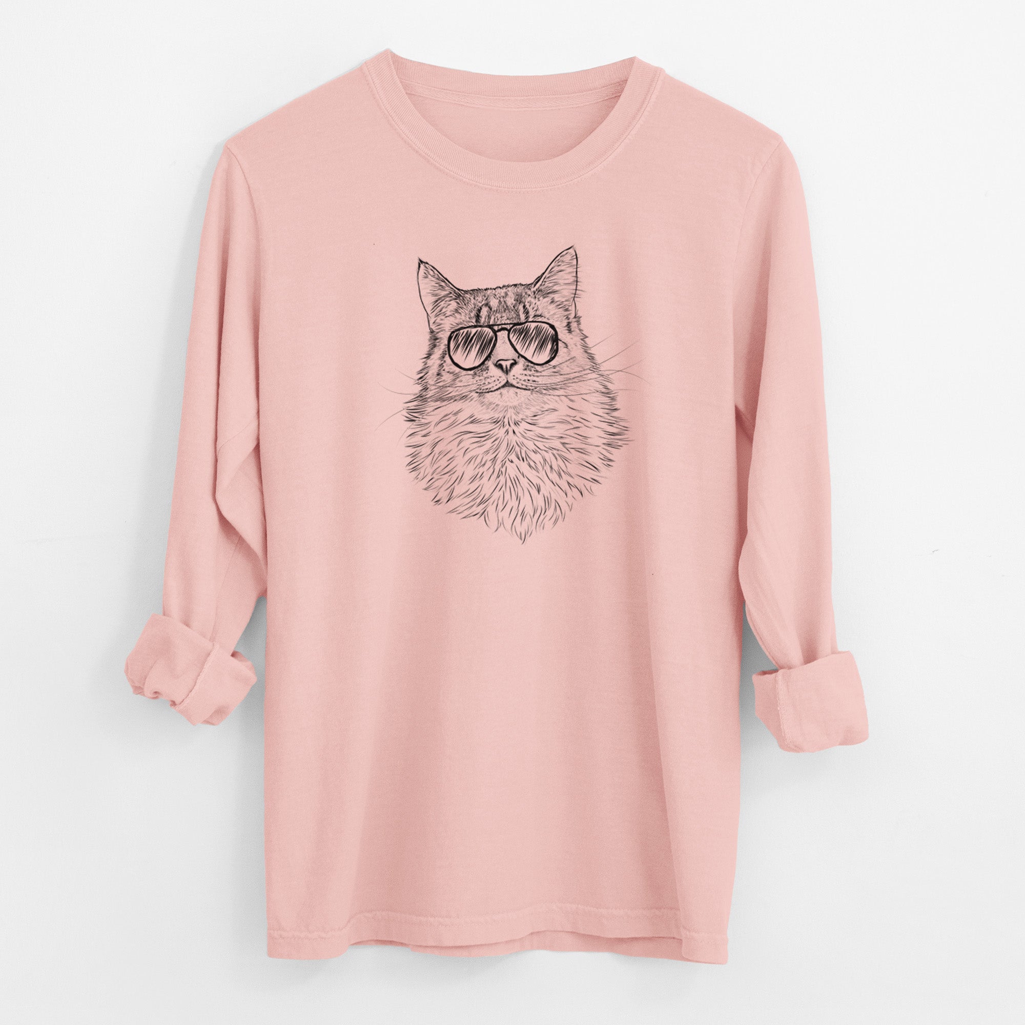 Aviator Olive the Cat - Men's Heavyweight 100% Cotton Long Sleeve