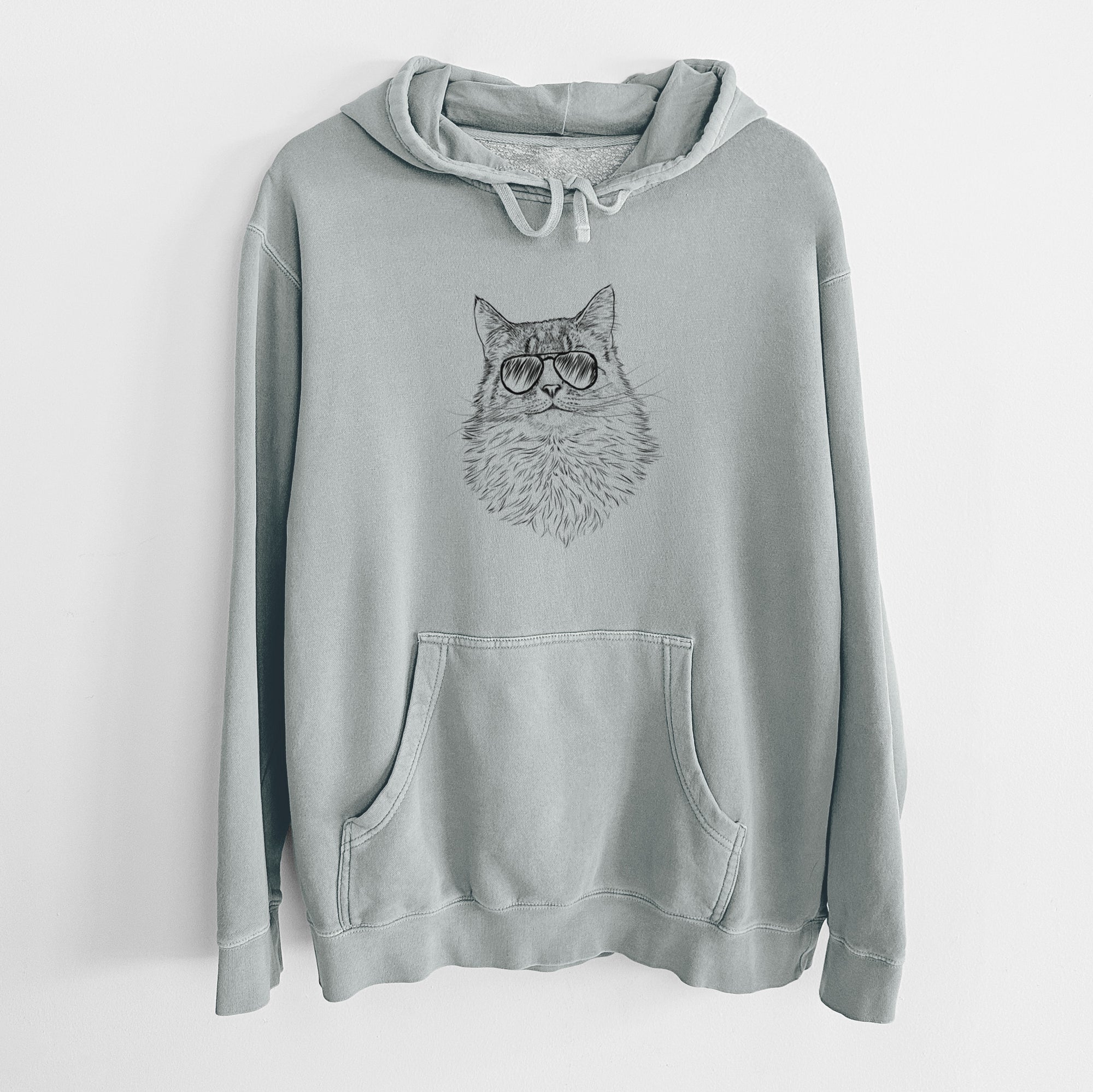 Aviator Olive the Cat - Unisex Pigment Dyed Hoodie