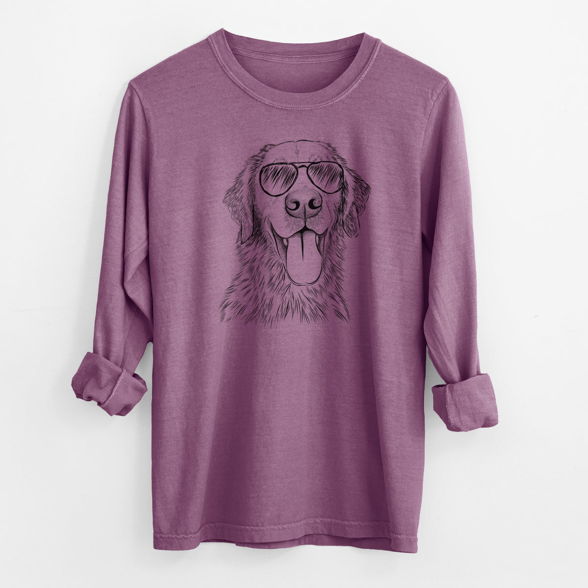 Aviator Oliver Tredup the Golden Retriever - Men's Heavyweight 100% Cotton Long Sleeve