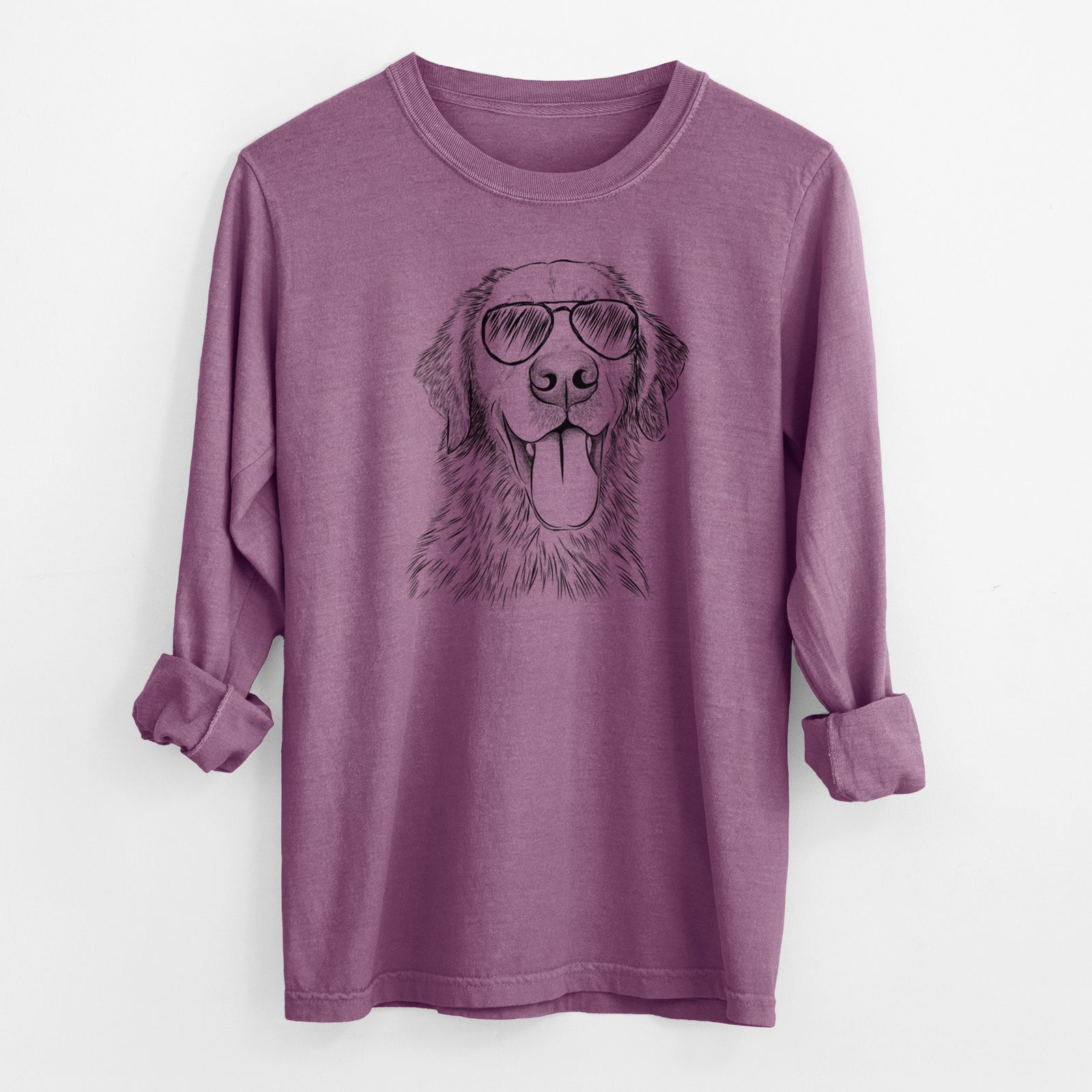 Aviator Oliver Tredup the Golden Retriever - Men's Heavyweight 100% Cotton Long Sleeve