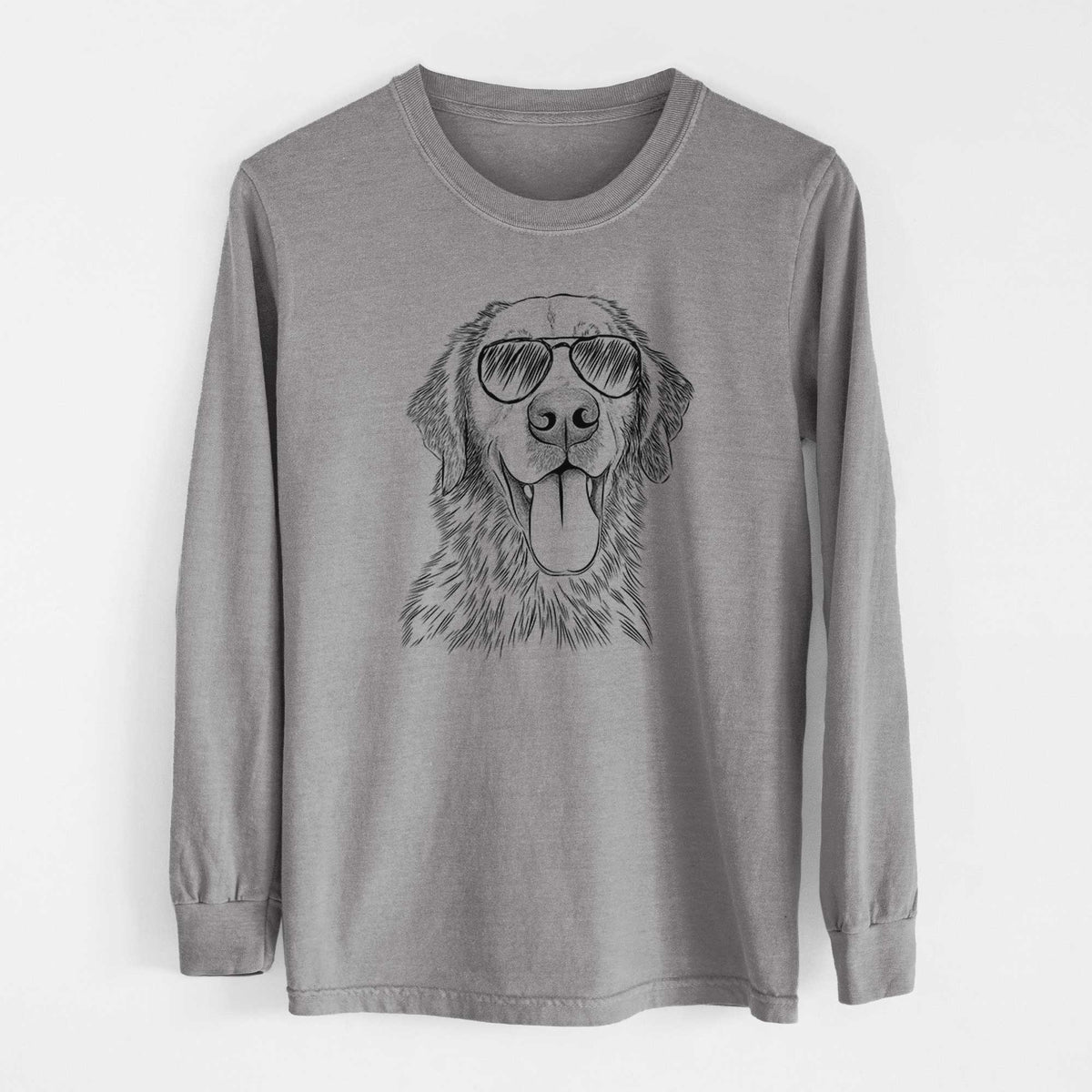 Aviator Oliver Tredup the Golden Retriever - Men's Heavyweight 100% Cotton Long Sleeve