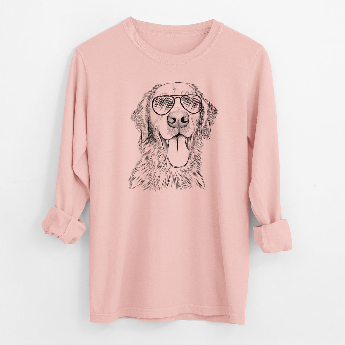 Aviator Oliver Tredup the Golden Retriever - Men's Heavyweight 100% Cotton Long Sleeve