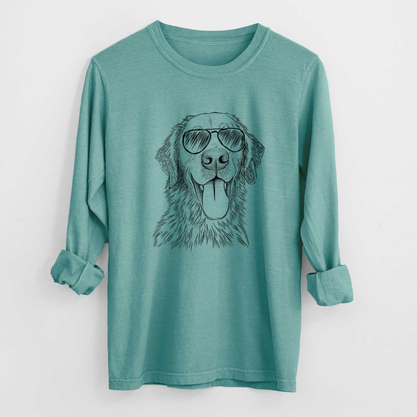 Aviator Oliver Tredup the Golden Retriever - Men's Heavyweight 100% Cotton Long Sleeve