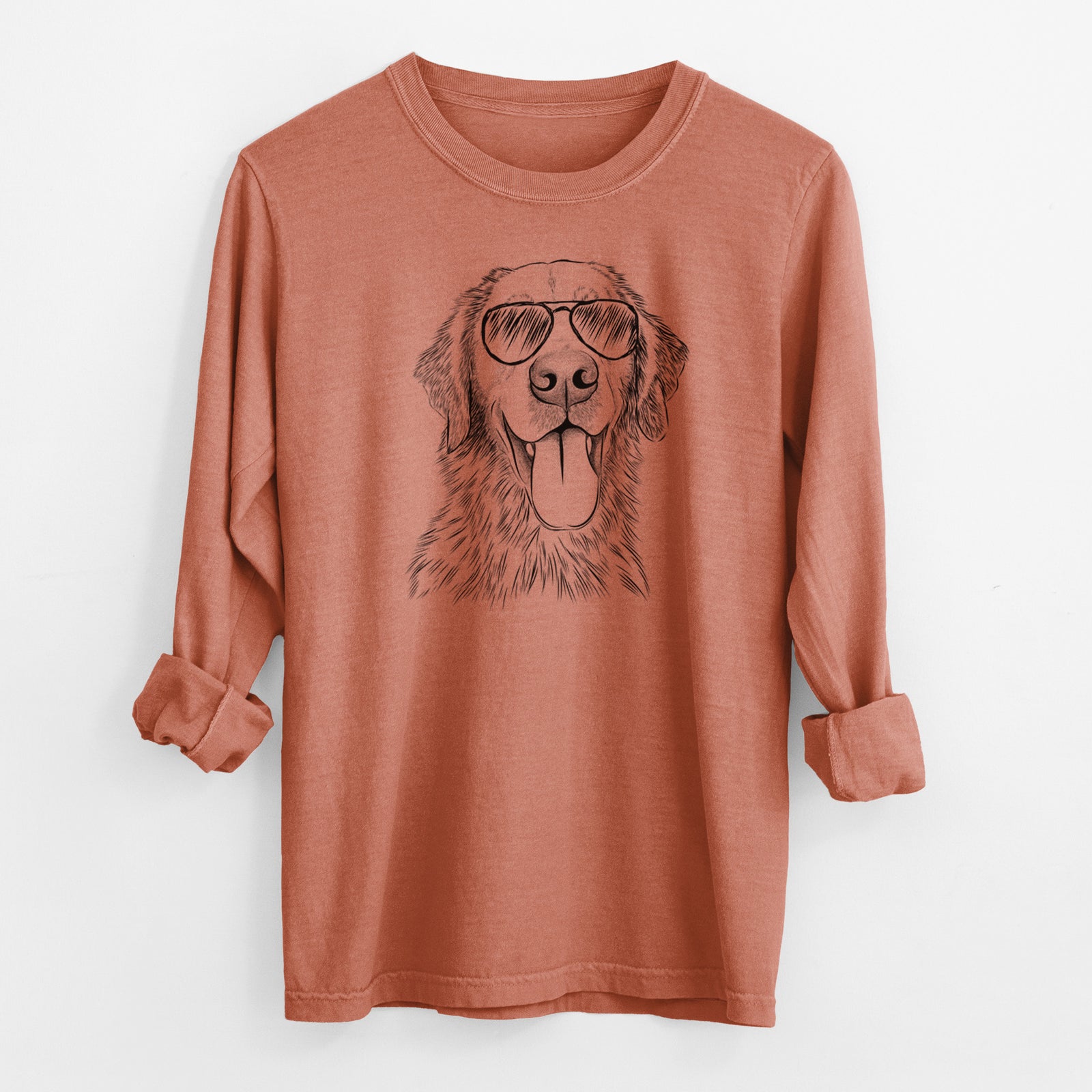 Aviator Oliver Tredup the Golden Retriever - Men's Heavyweight 100% Cotton Long Sleeve
