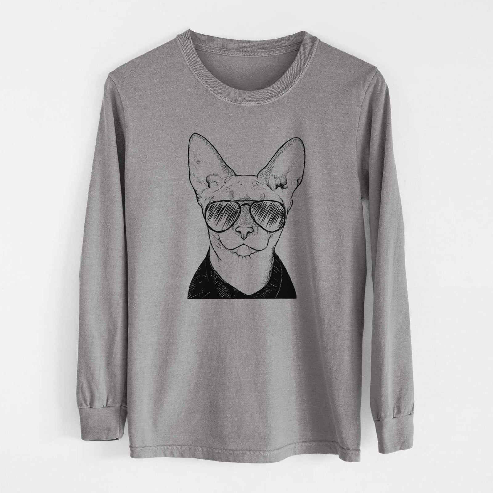 Aviator Oliver Watson the Sphynx Cat - Men's Heavyweight 100% Cotton Long Sleeve