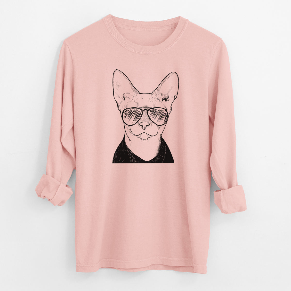 Aviator Oliver Watson the Sphynx Cat - Men's Heavyweight 100% Cotton Long Sleeve