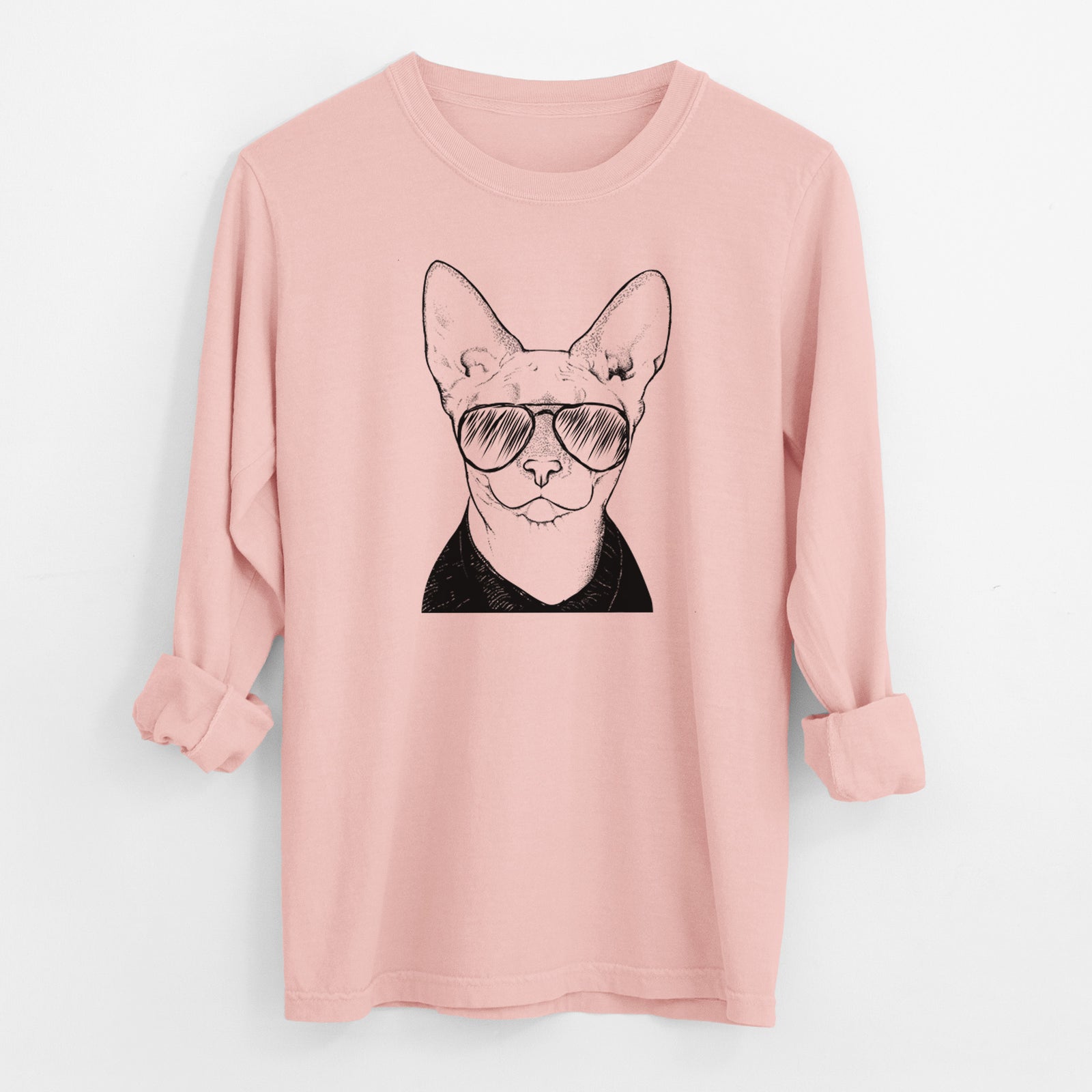 Aviator Oliver Watson the Sphynx Cat - Men's Heavyweight 100% Cotton Long Sleeve