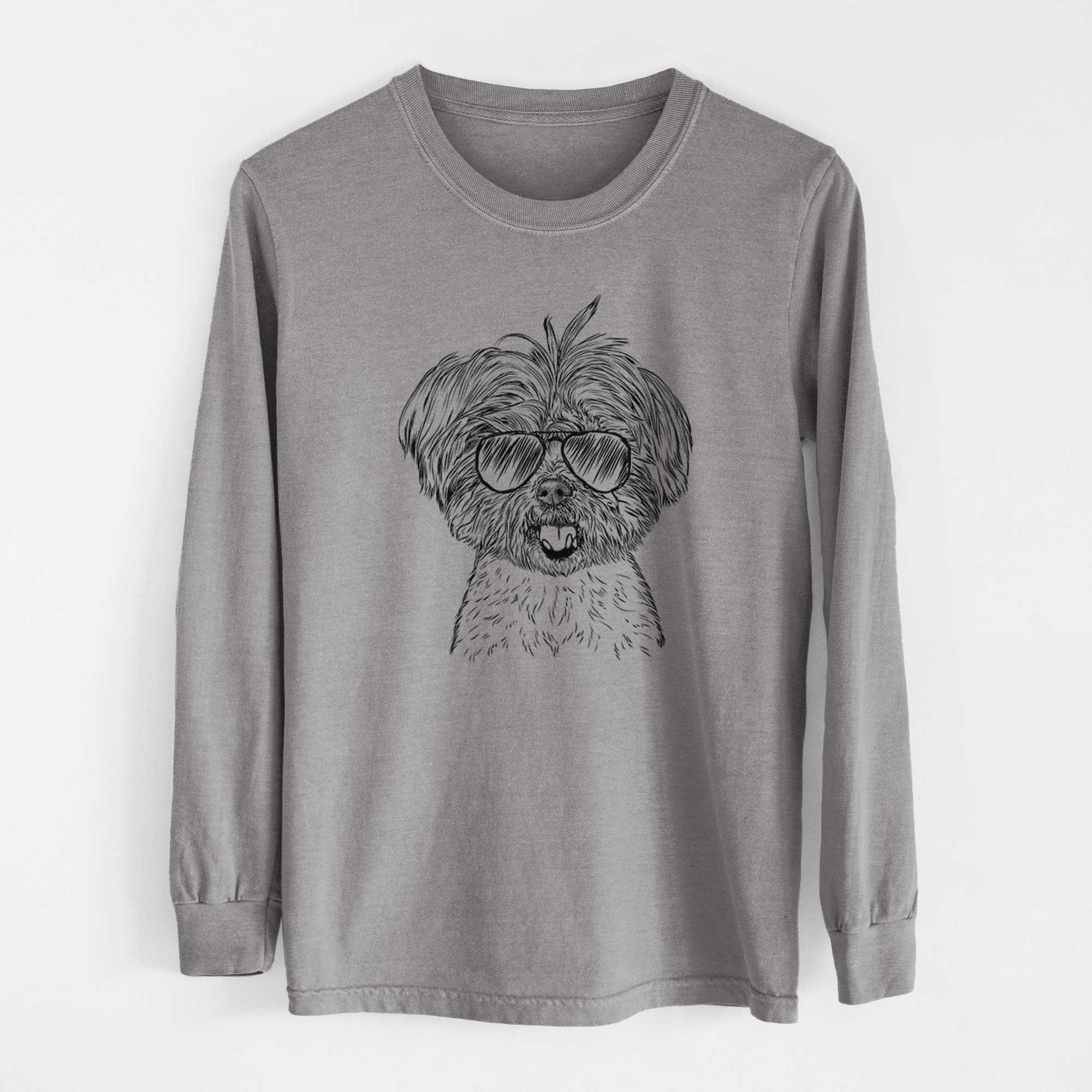 Aviator Oliver the Yorkie Mix - Men's Heavyweight 100% Cotton Long Sleeve