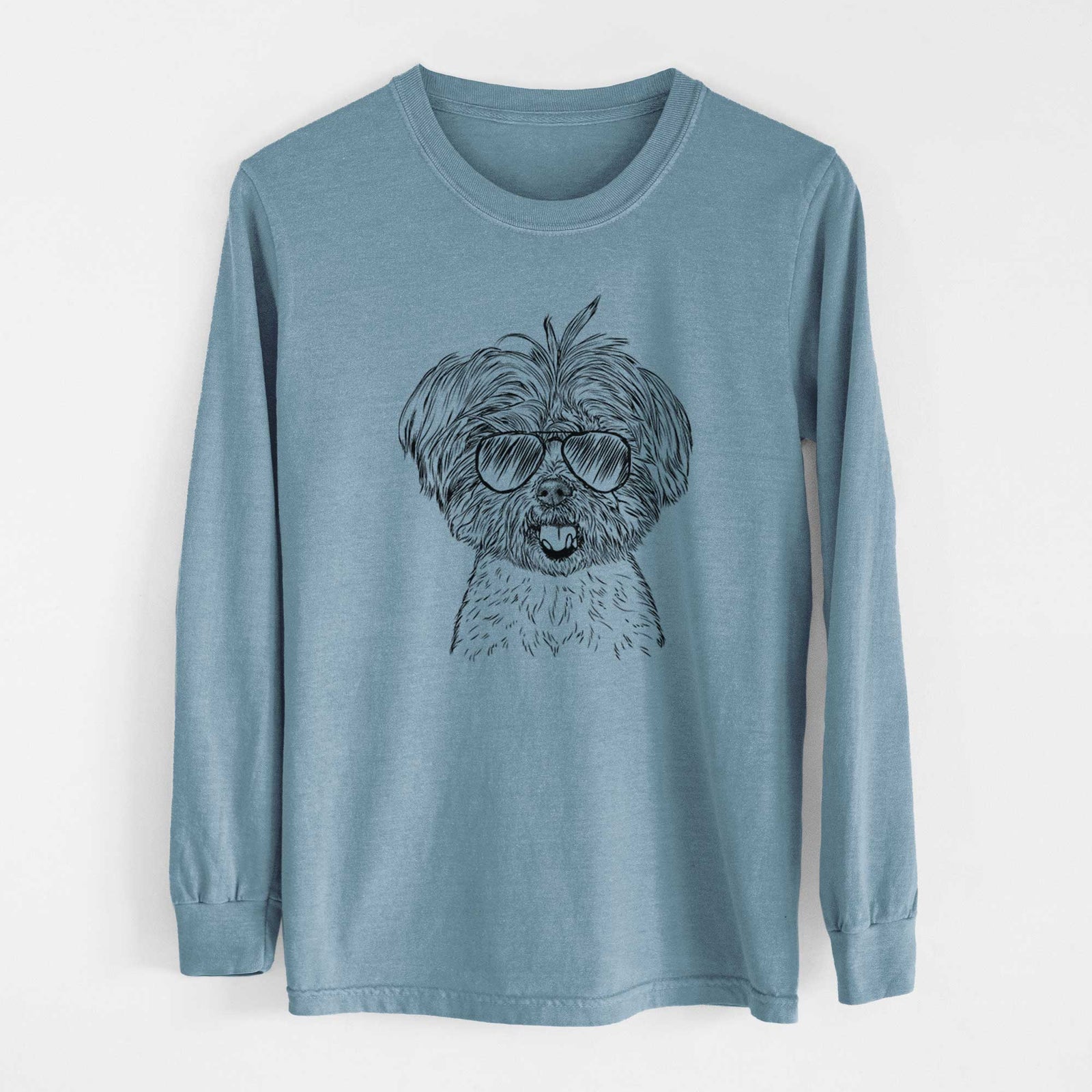 Aviator Oliver the Yorkie Mix - Men's Heavyweight 100% Cotton Long Sleeve