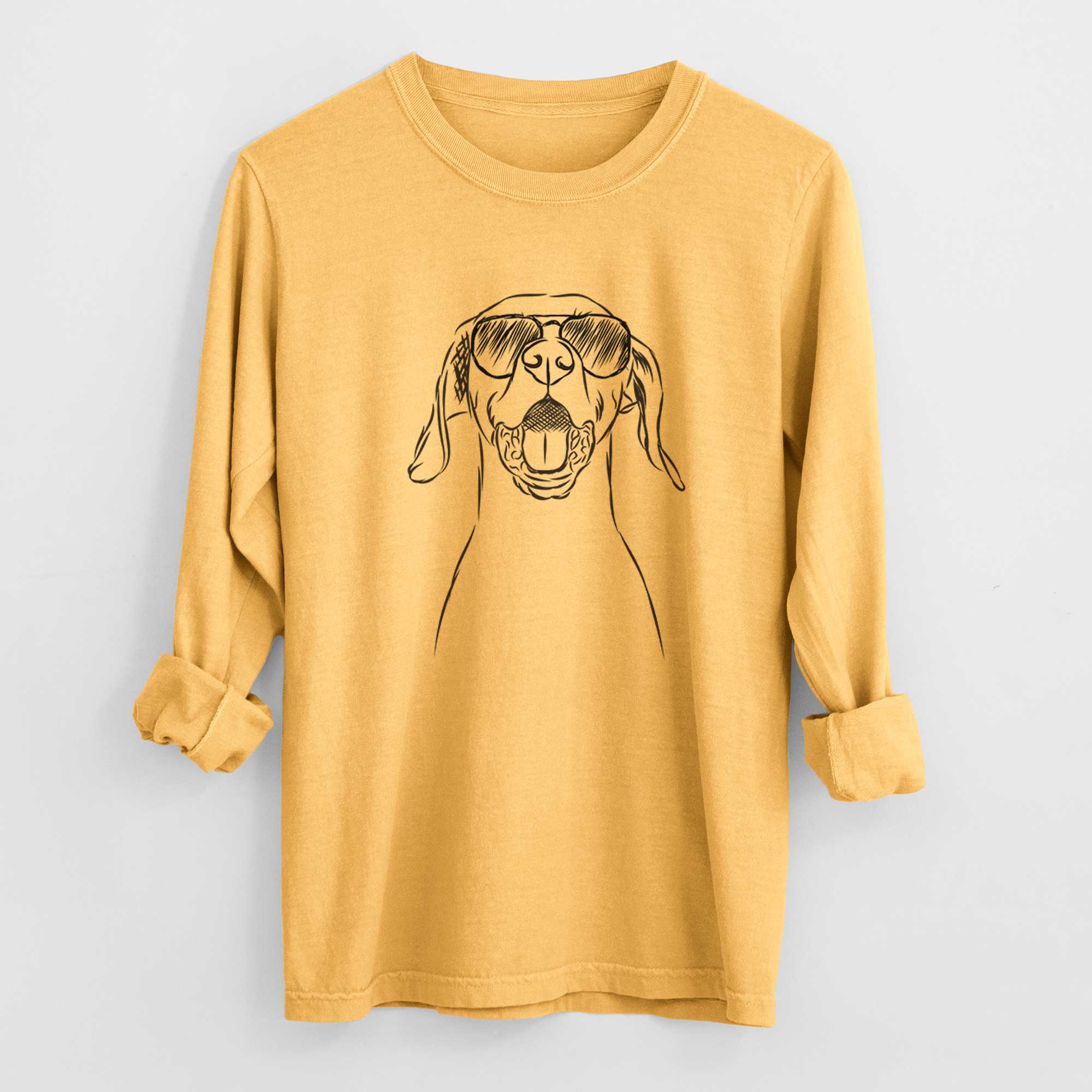 Aviator Ollie the Vizsla - Men's Heavyweight 100% Cotton Long Sleeve