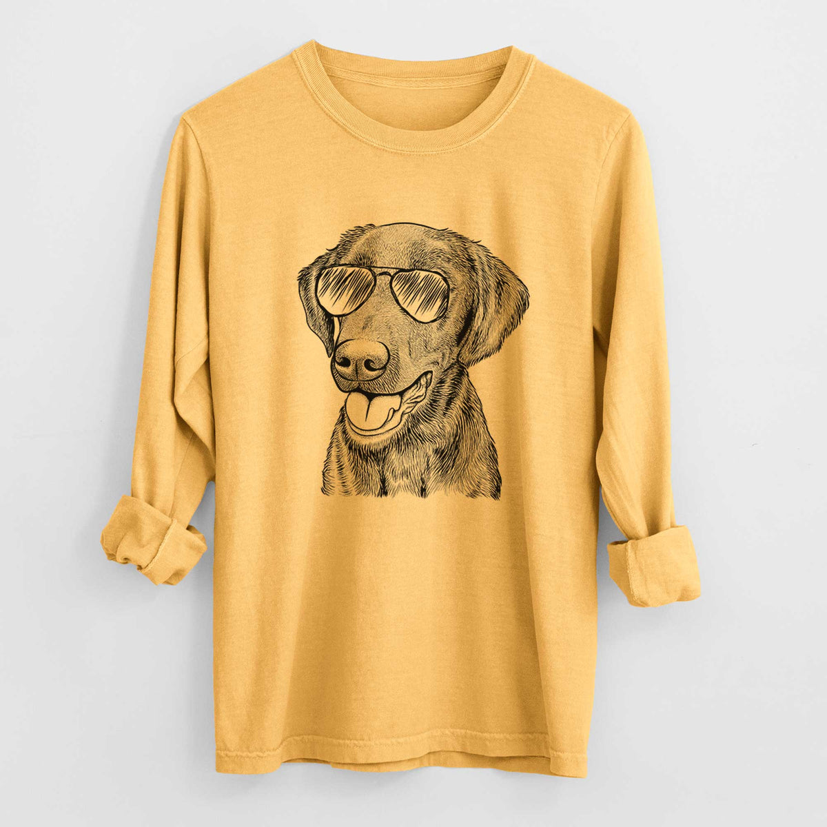 Aviator Onyx the Labrador Retriever - Men's Heavyweight 100% Cotton Long Sleeve