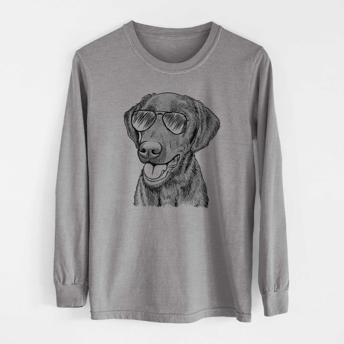 Aviator Onyx the Labrador Retriever - Men's Heavyweight 100% Cotton Long Sleeve