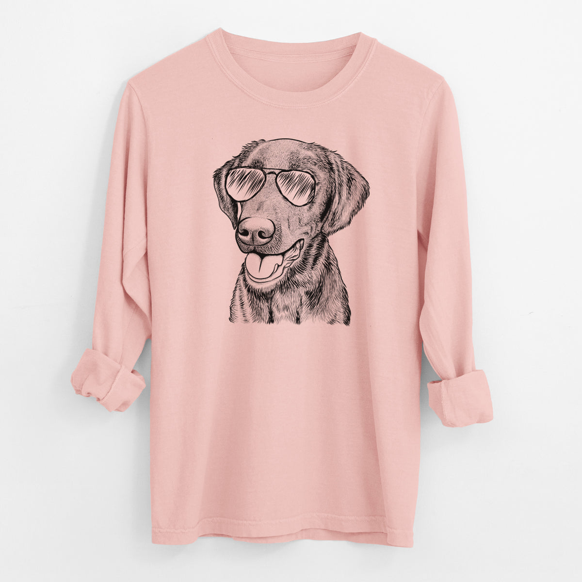 Aviator Onyx the Labrador Retriever - Men's Heavyweight 100% Cotton Long Sleeve