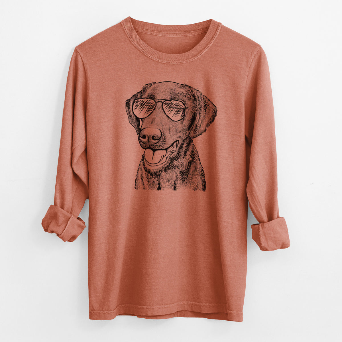 Aviator Onyx the Labrador Retriever - Men's Heavyweight 100% Cotton Long Sleeve