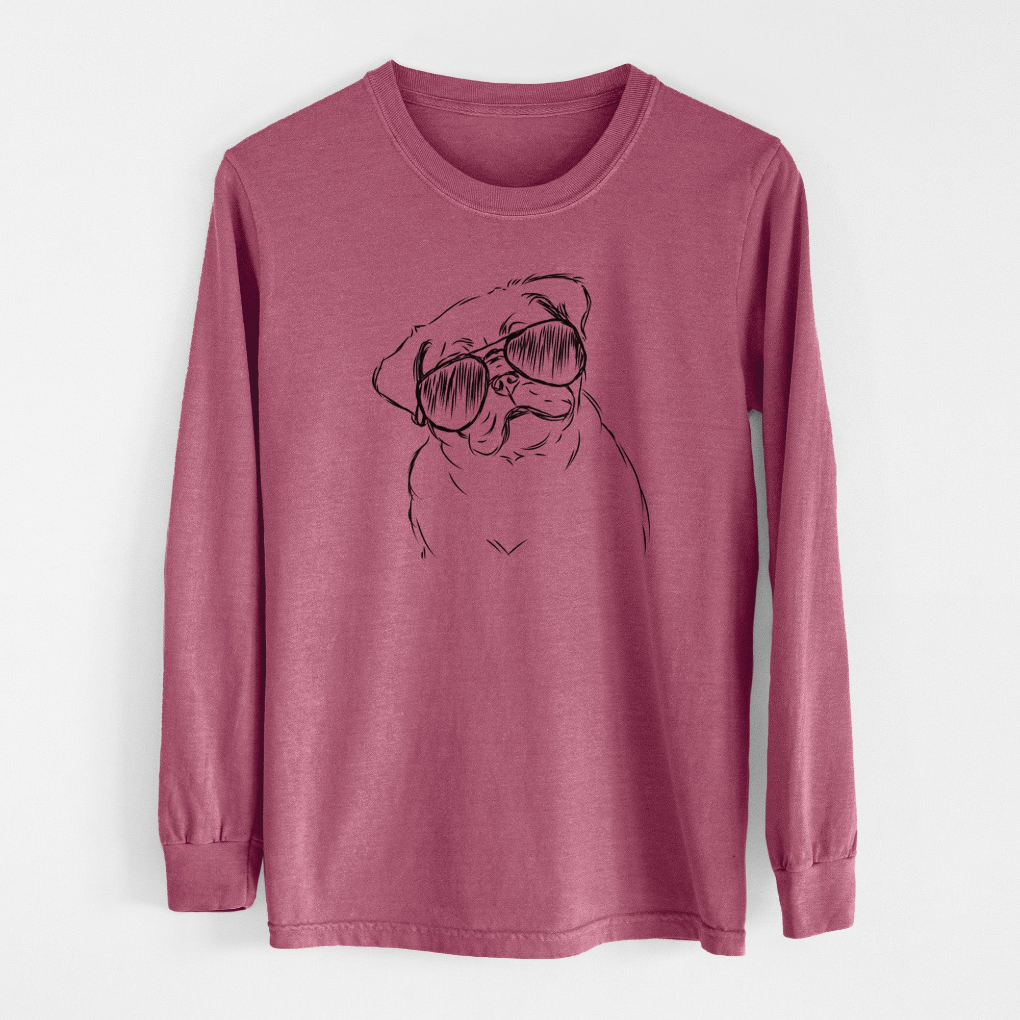 Aviator Otis the Pug - Men's Heavyweight 100% Cotton Long Sleeve