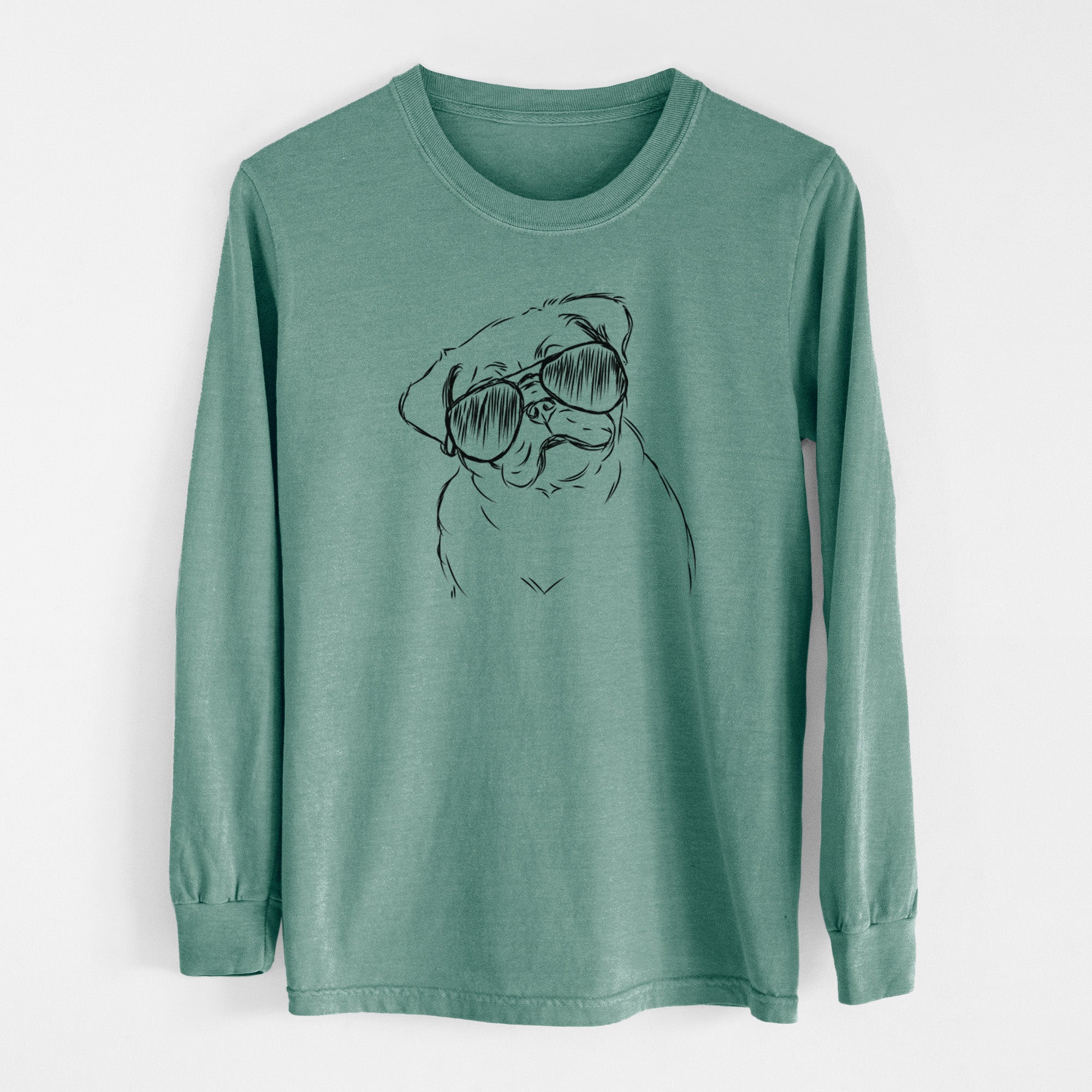 Aviator Otis the Pug - Men's Heavyweight 100% Cotton Long Sleeve