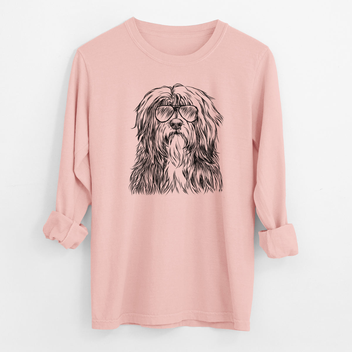 Aviator Otto the Polish Lowland Sheepdog - Men's Heavyweight 100% Cotton Long Sleeve