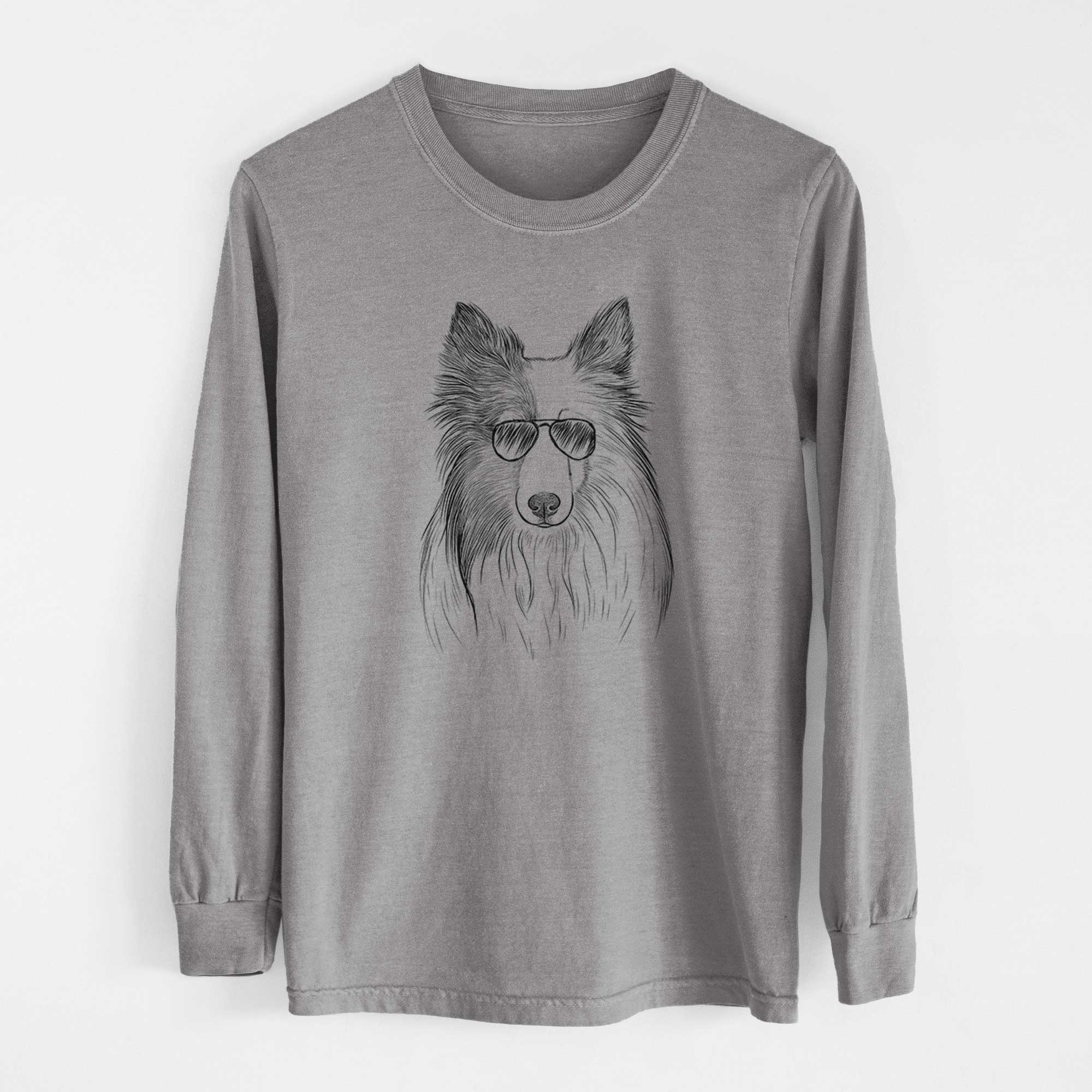 Aviator Palin the Shetland Sheepdog - Men's Heavyweight 100% Cotton Long Sleeve