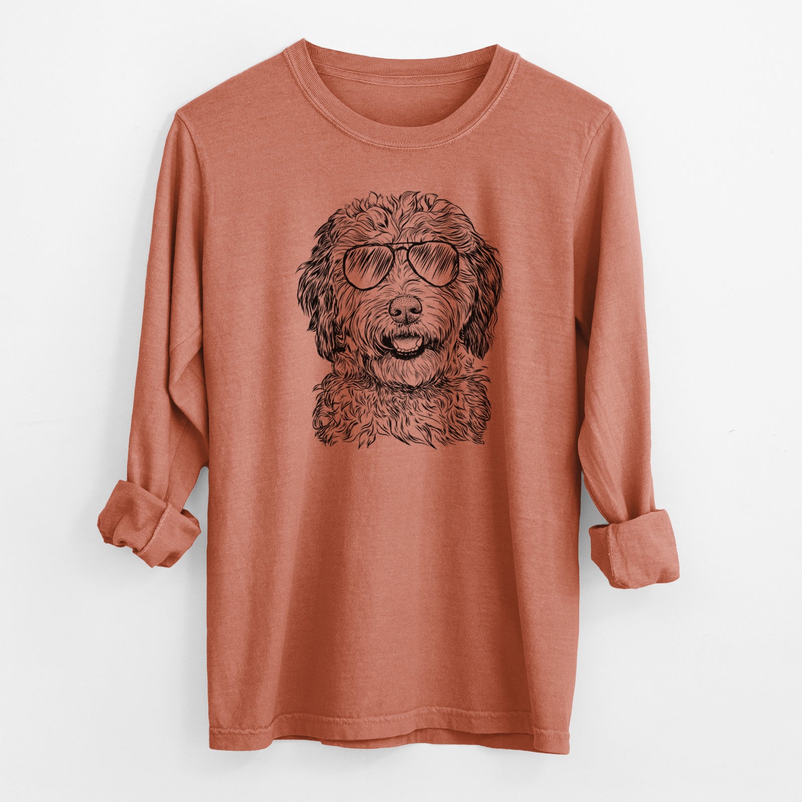 Aviator Palmer the Aussiedoodle - Men's Heavyweight 100% Cotton Long Sleeve