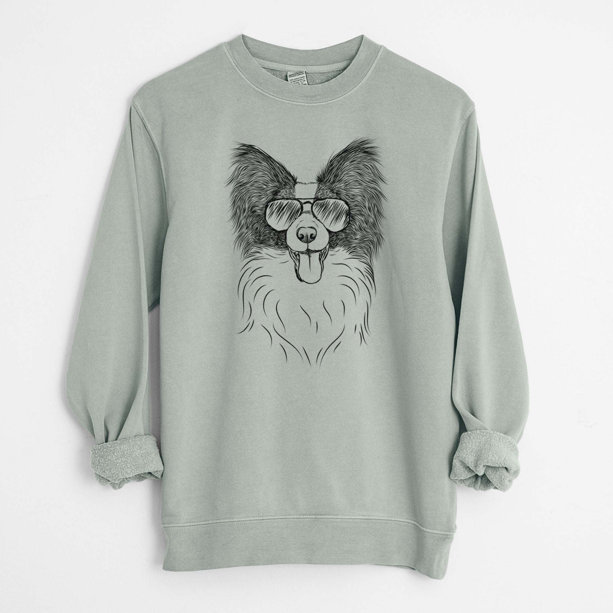 Aviator Patrick the Papillon - Unisex Pigment Dyed Crew Sweatshirt