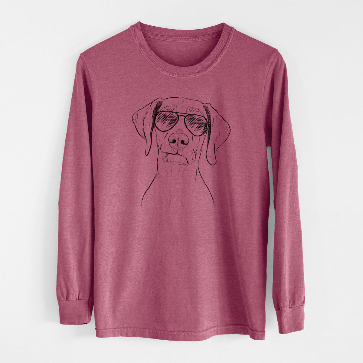Aviator Pawley the Vizsla - Men's Heavyweight 100% Cotton Long Sleeve