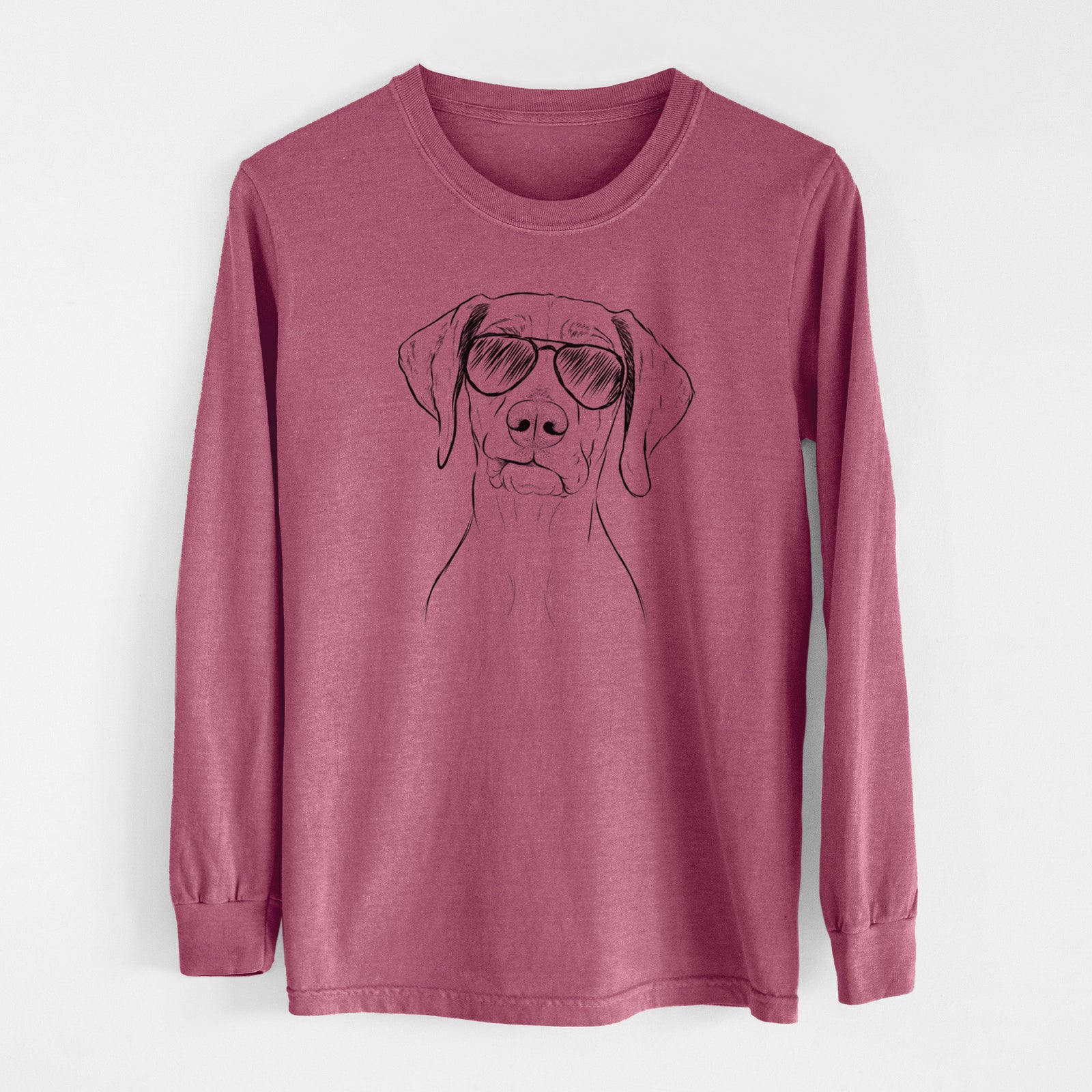 Aviator Pawley the Vizsla - Men's Heavyweight 100% Cotton Long Sleeve