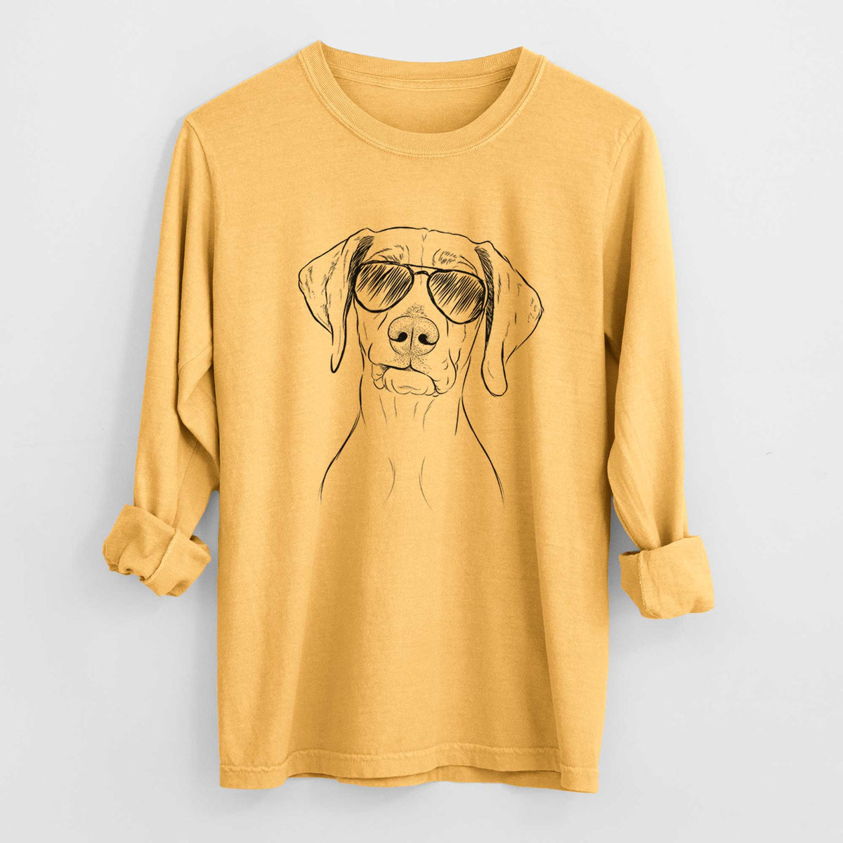 Aviator Pawley the Vizsla - Men's Heavyweight 100% Cotton Long Sleeve