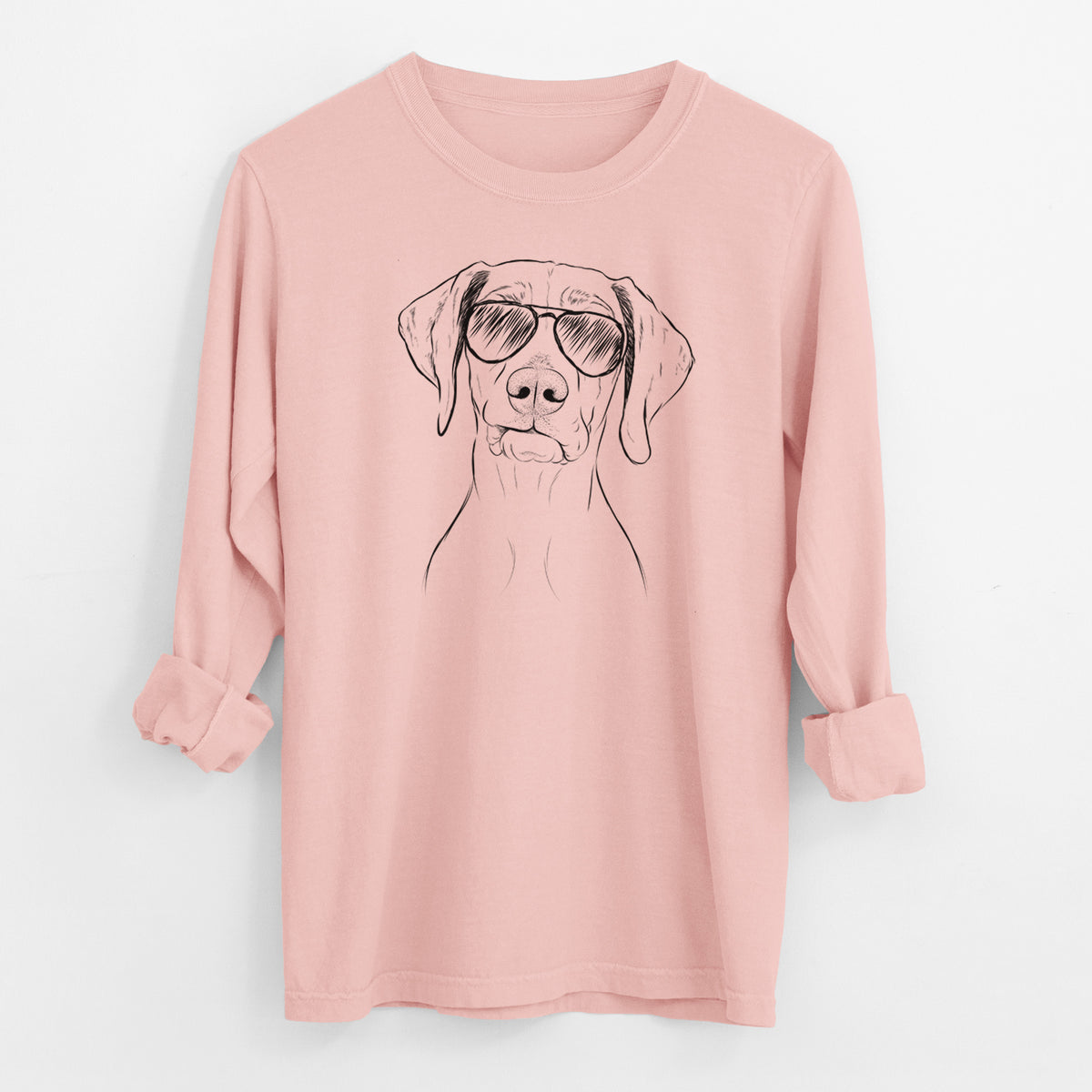 Aviator Pawley the Vizsla - Men's Heavyweight 100% Cotton Long Sleeve