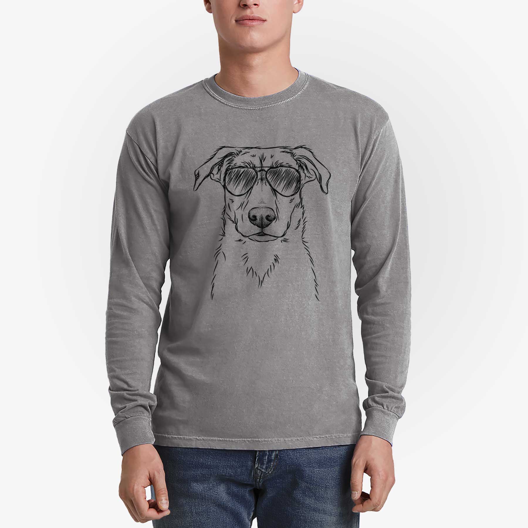 Aviator Peanut the Lab Mix - Men's Heavyweight 100% Cotton Long Sleeve