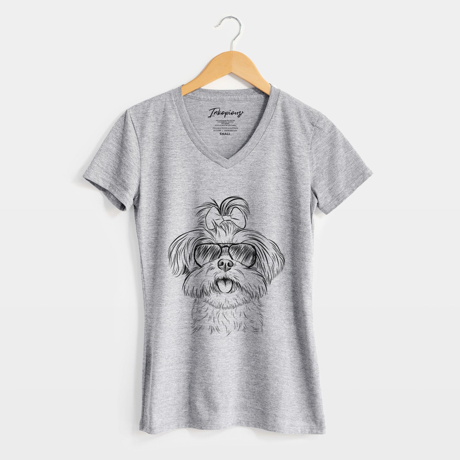 Aviator Pebbles the Shorkie - Women's V-neck Shirt