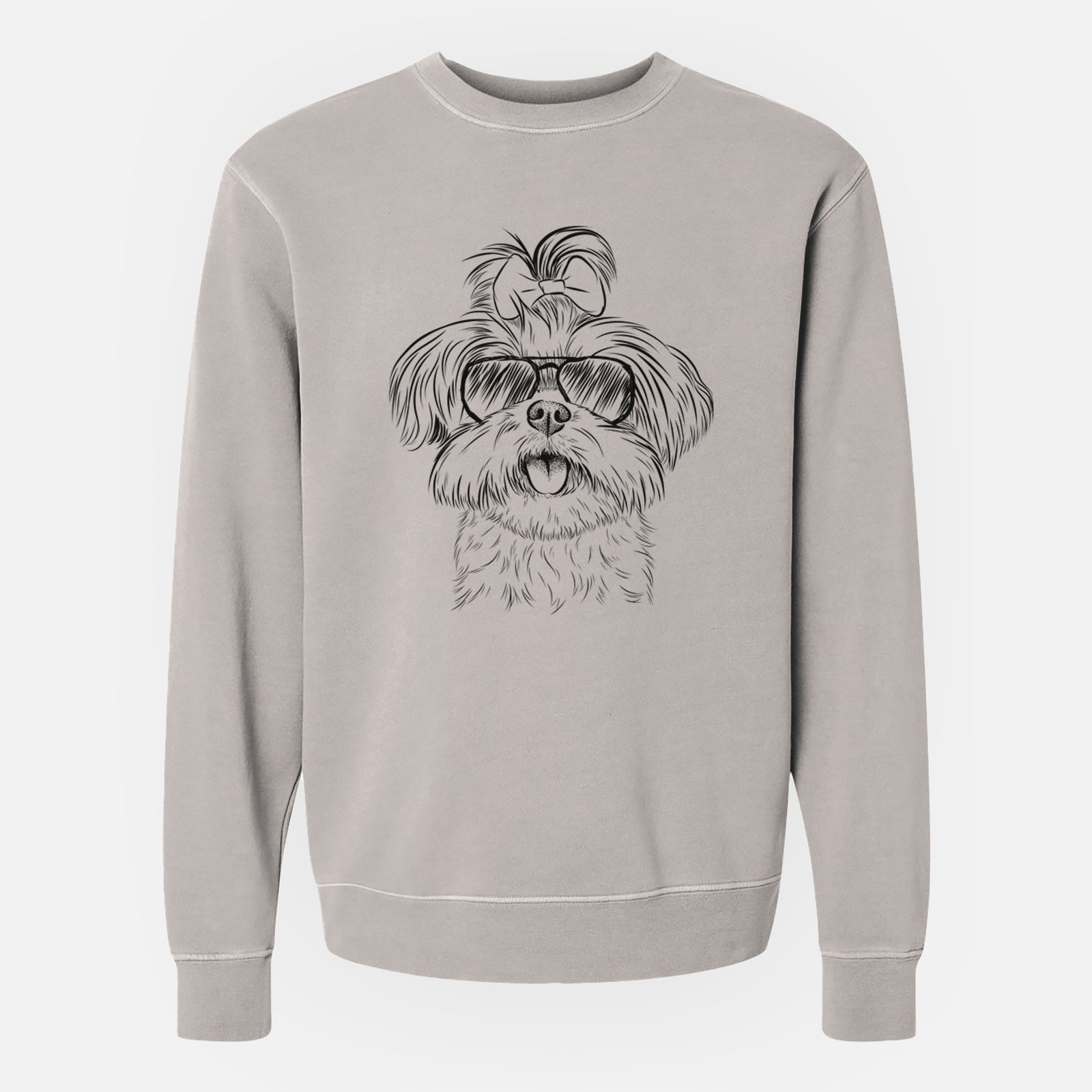 Aviator Pebbles the Shorkie - Unisex Pigment Dyed Crew Sweatshirt