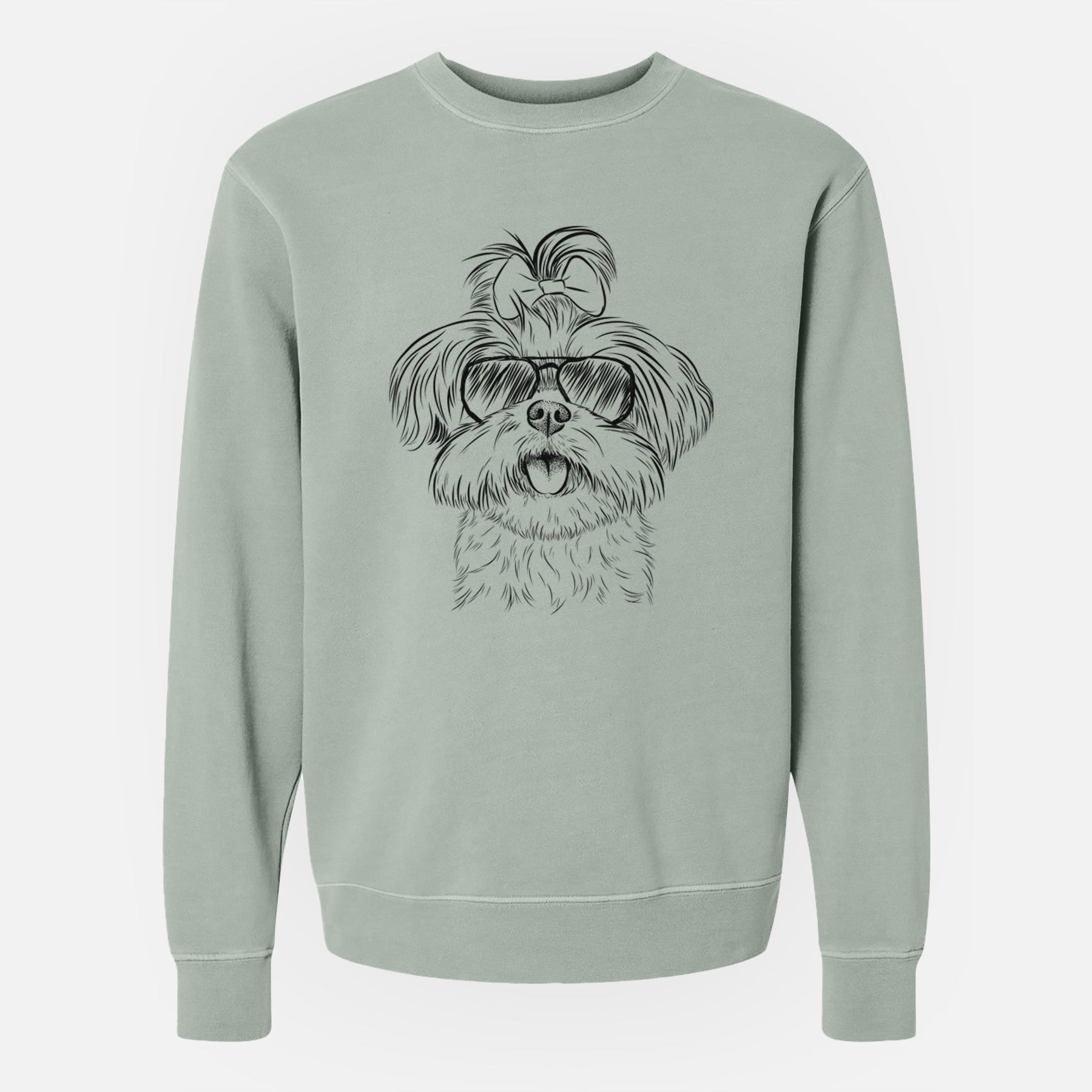 Aviator Pebbles the Shorkie - Unisex Pigment Dyed Crew Sweatshirt