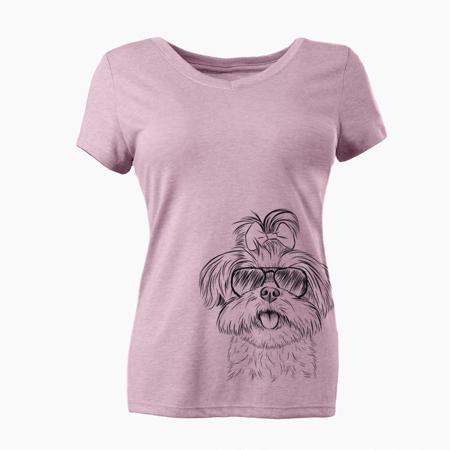 Aviator Pebbles the Shorkie - Women's V-neck Shirt