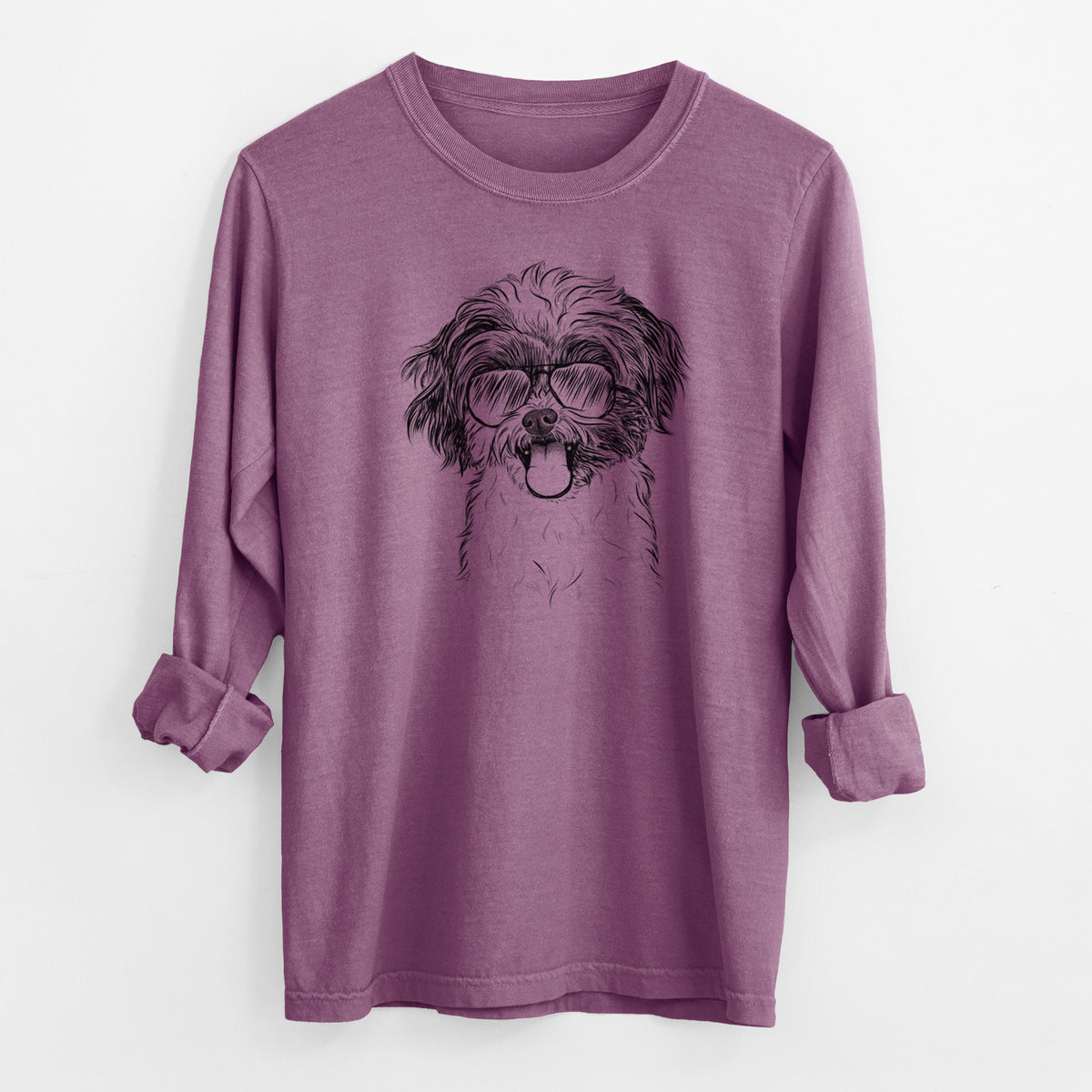 Aviator Pepper the Shihpoo - Men's Heavyweight 100% Cotton Long Sleeve