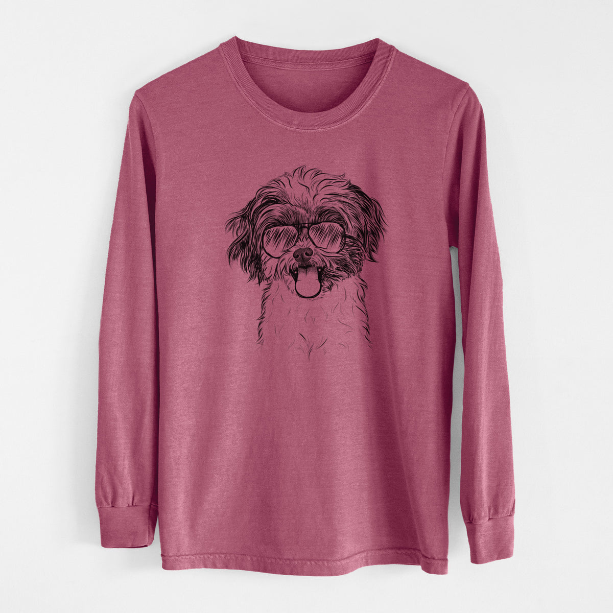 Aviator Pepper the Shihpoo - Men's Heavyweight 100% Cotton Long Sleeve
