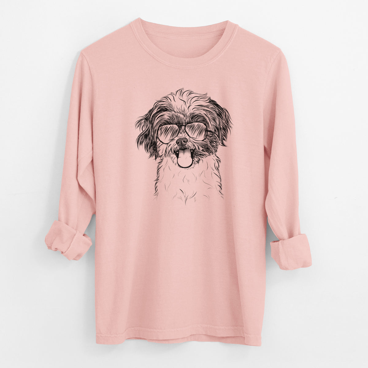 Aviator Pepper the Shihpoo - Men's Heavyweight 100% Cotton Long Sleeve