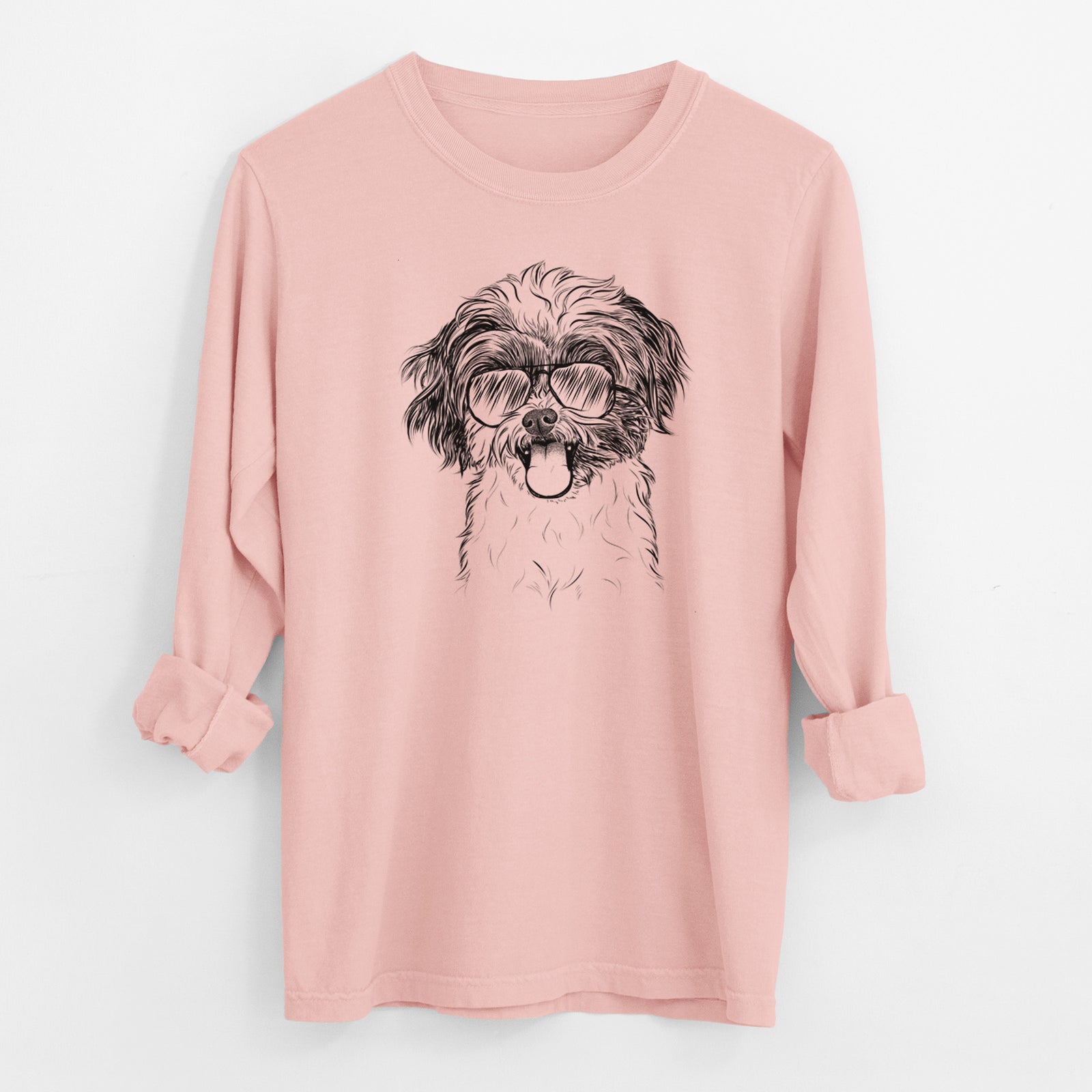 Aviator Pepper the Shihpoo - Men's Heavyweight 100% Cotton Long Sleeve